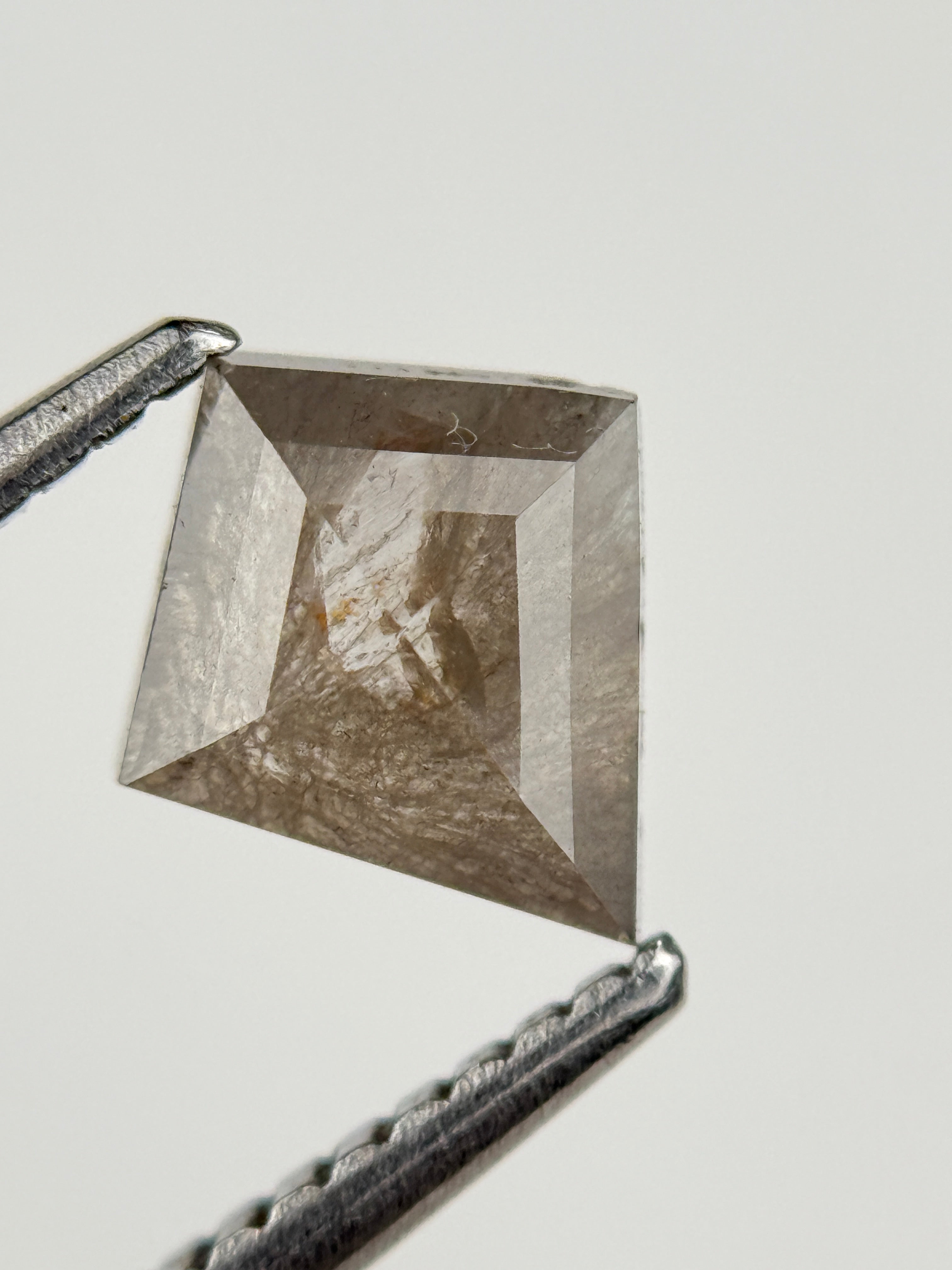 0.89 Ct Kite Rose Cut Grey Natural Salt and Pepper Diamond