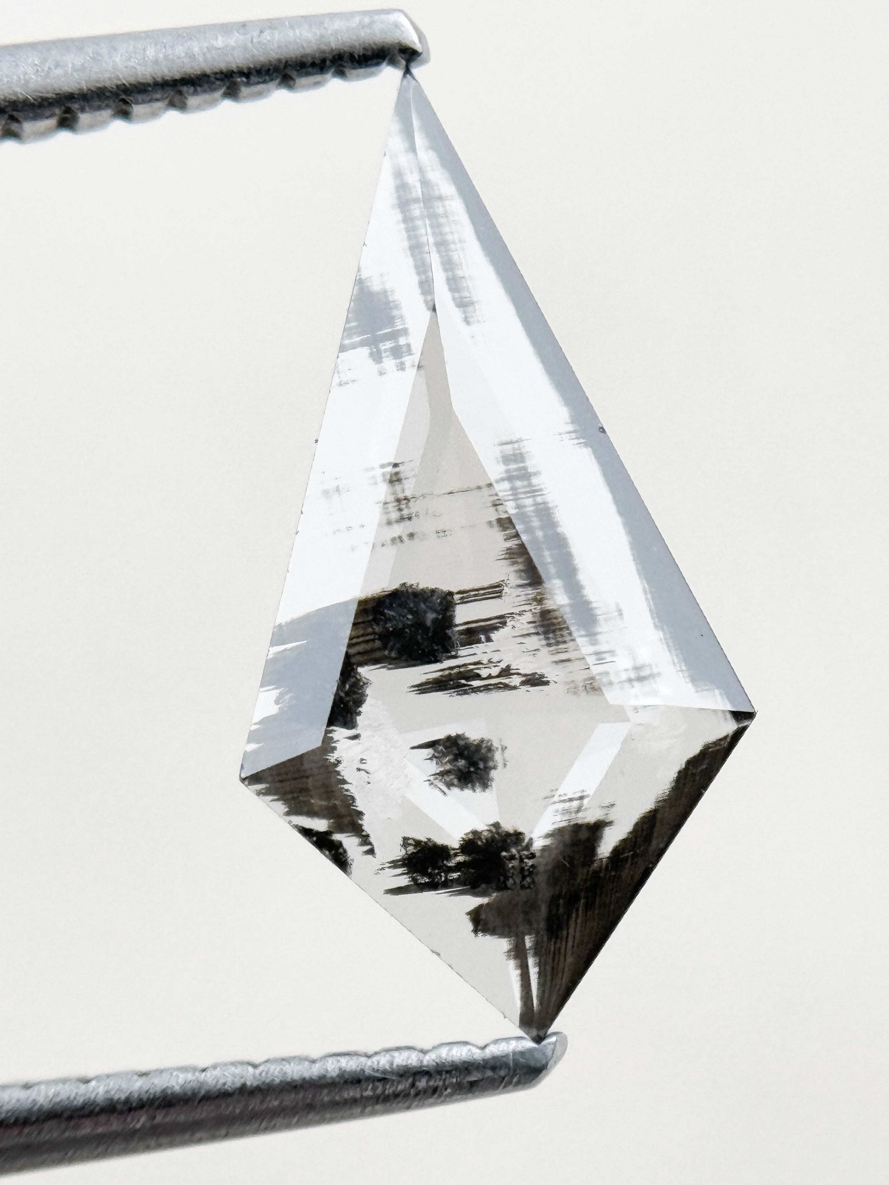 0.92 Ct Kite Rose Cut Grey Natural Salt and Pepper Diamond