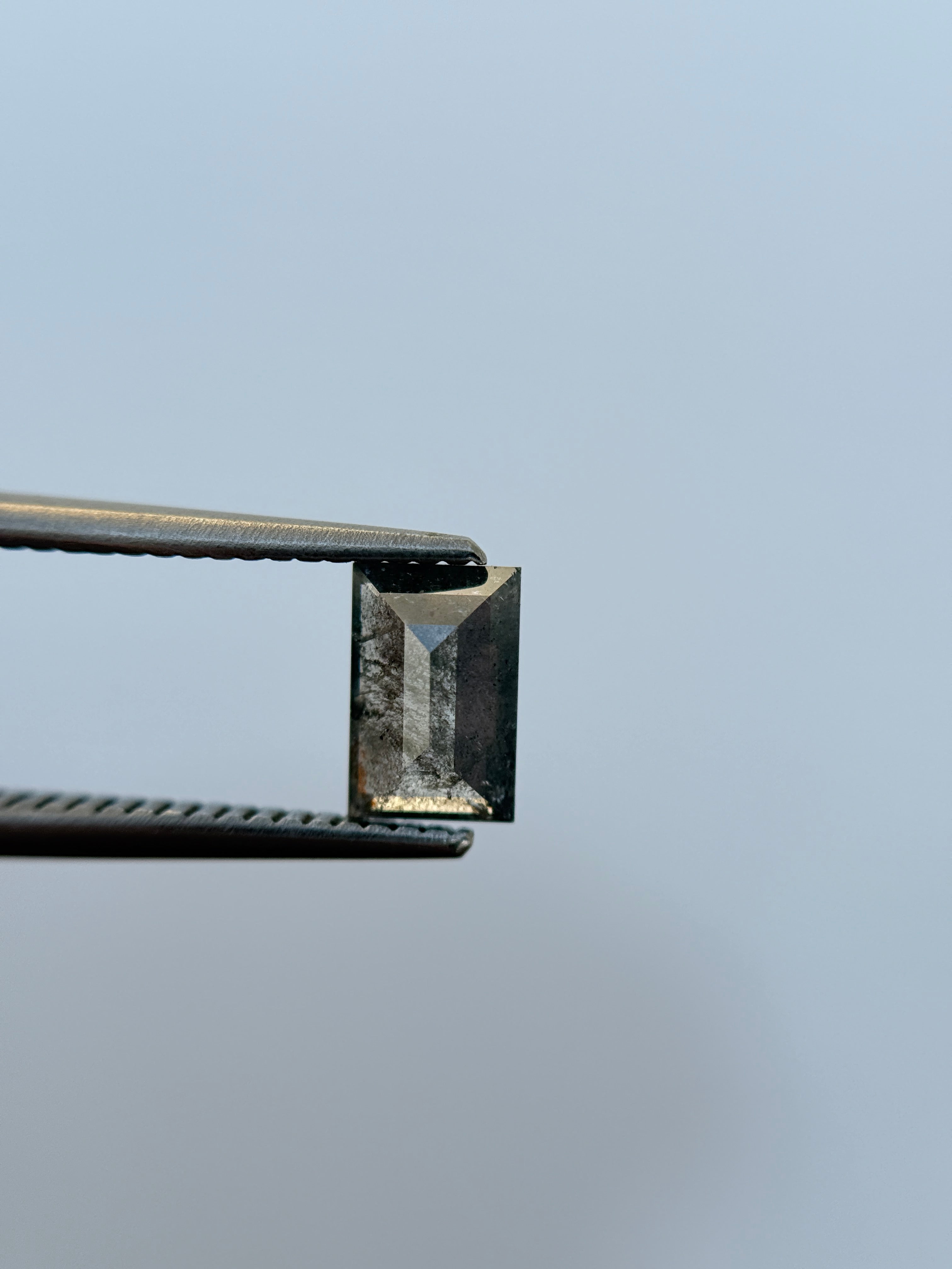 0.76 Ct Baguette Rose Cut Grey Natural Salt and Pepper Diamond