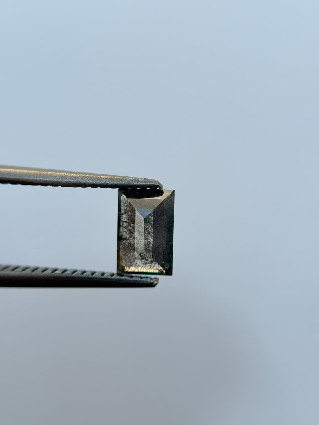 0.76 Ct Baguette Rose Cut Grey Natural Salt and Pepper Diamond