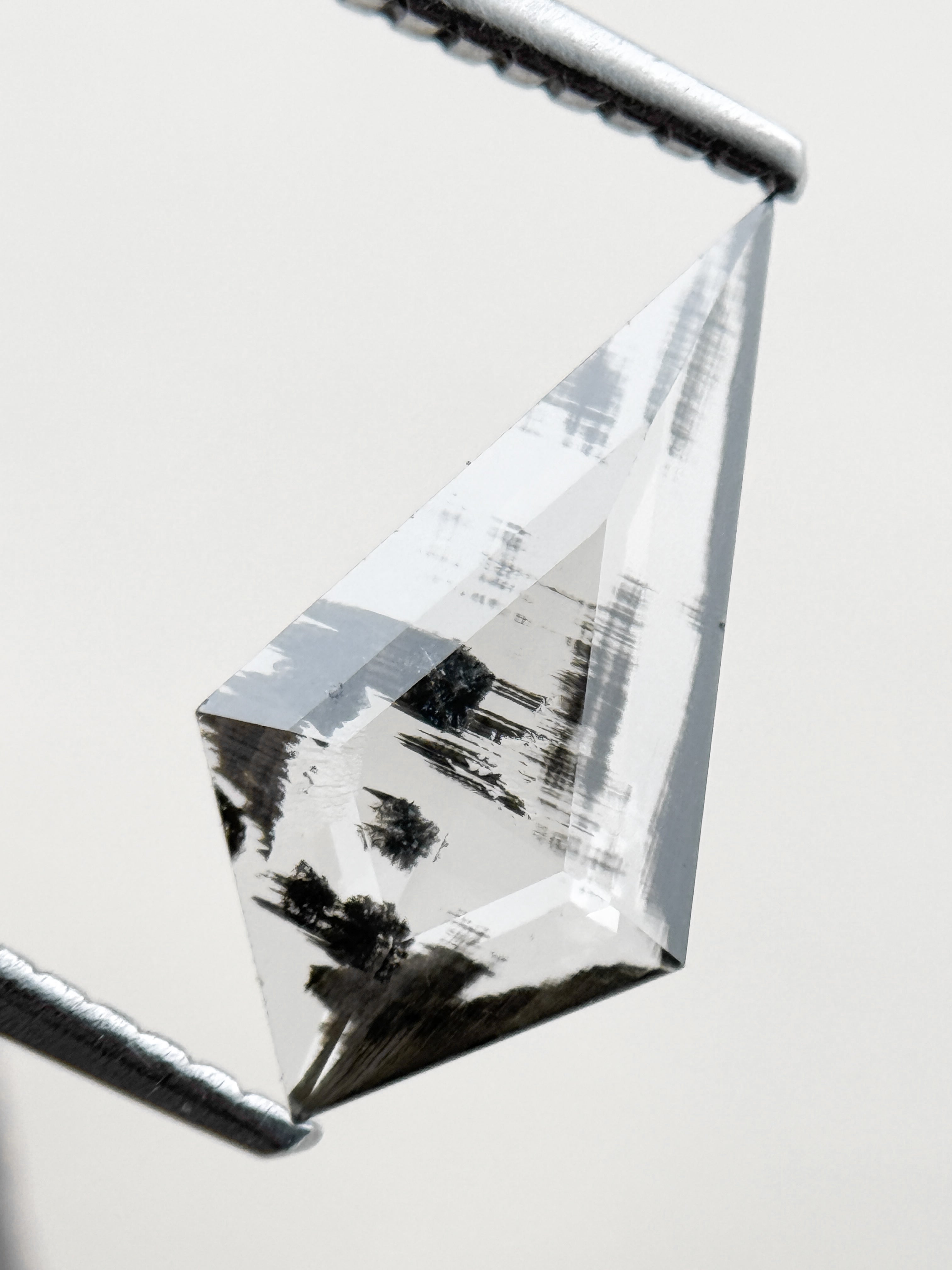0.92 Ct Kite Rose Cut Grey Natural Salt and Pepper Diamond