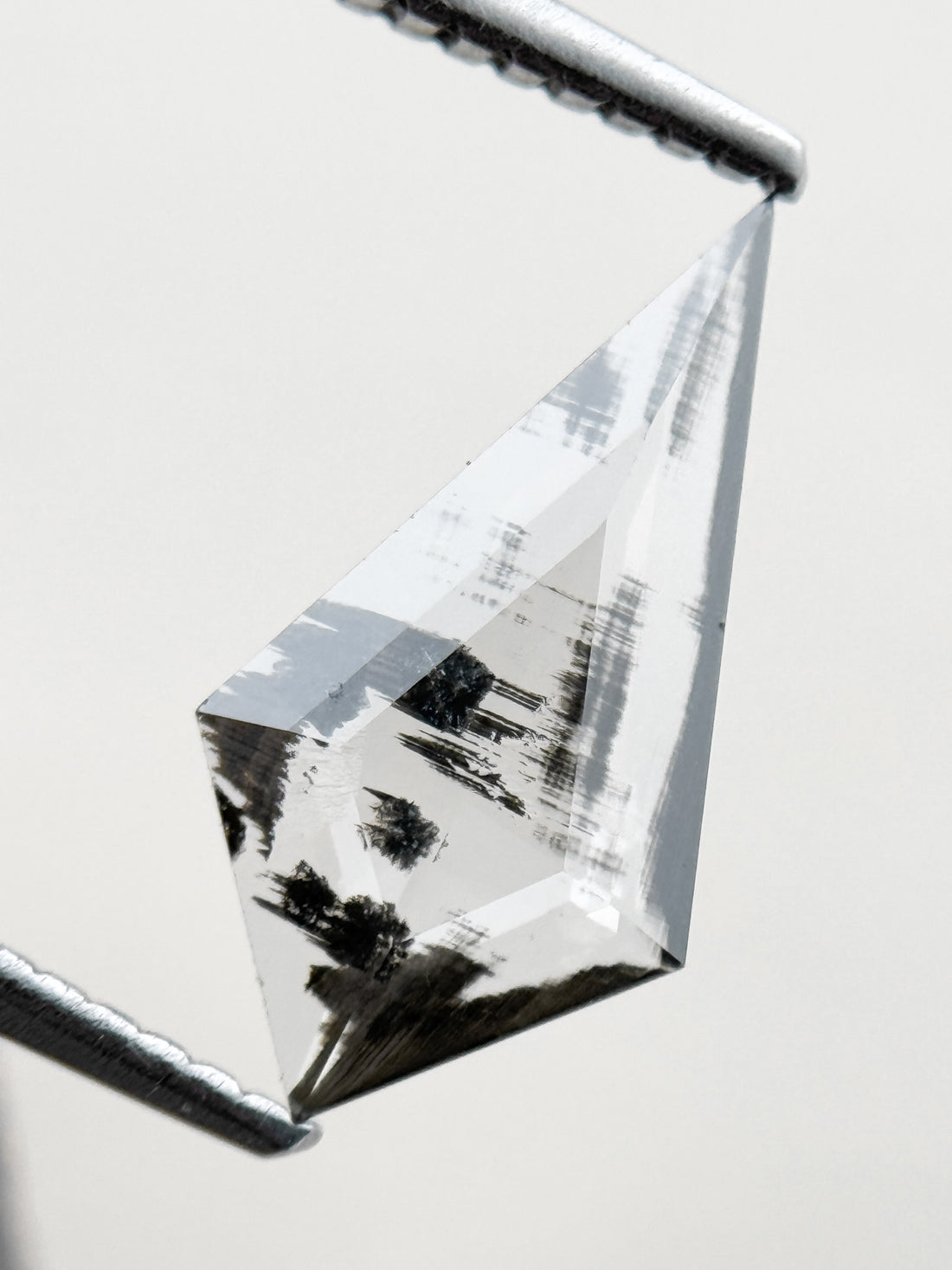 0.92 Ct Kite Rose Cut Grey Natural Salt and Pepper Diamond