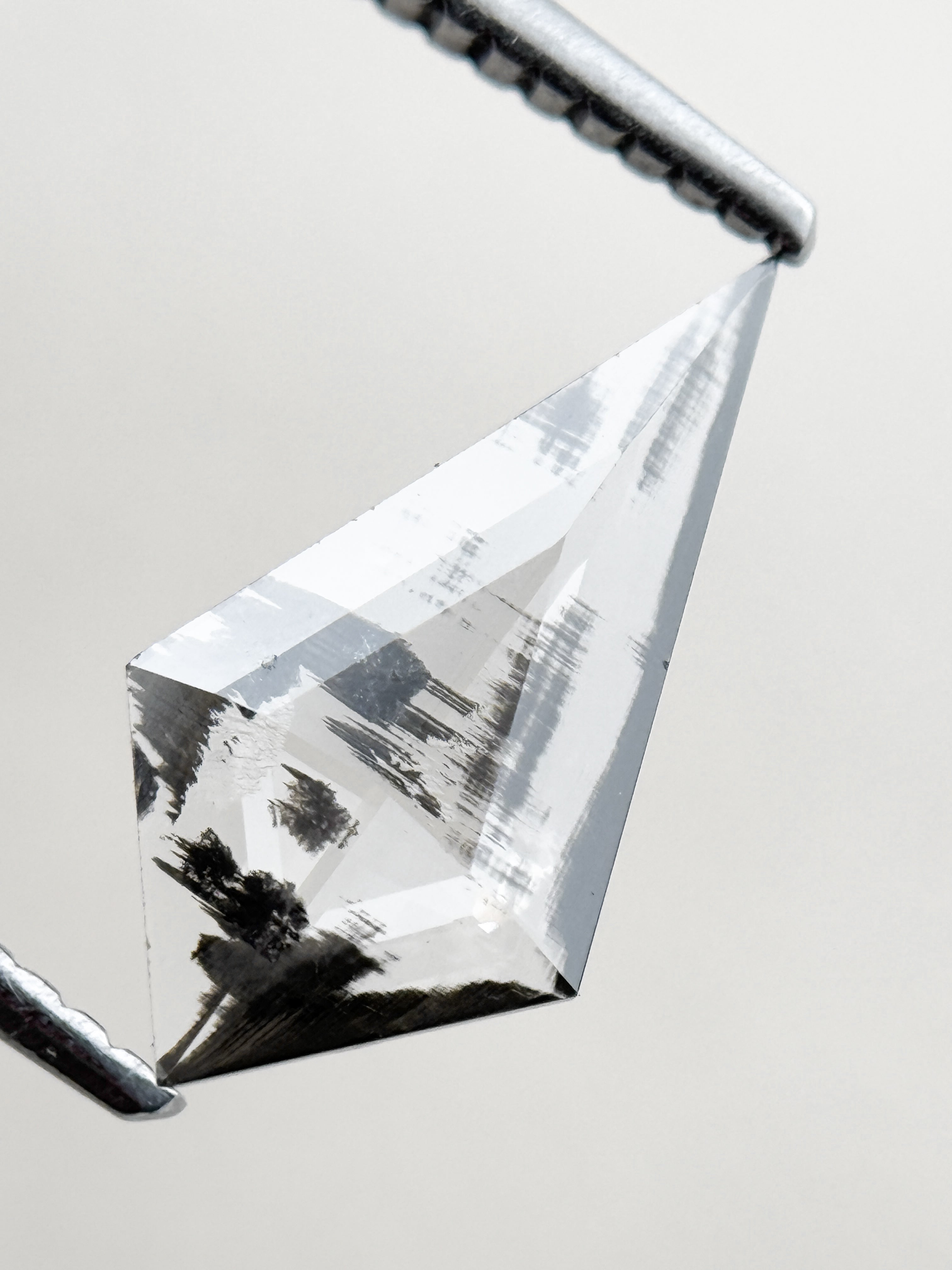 0.92 Ct Kite Rose Cut Grey Natural Salt and Pepper Diamond