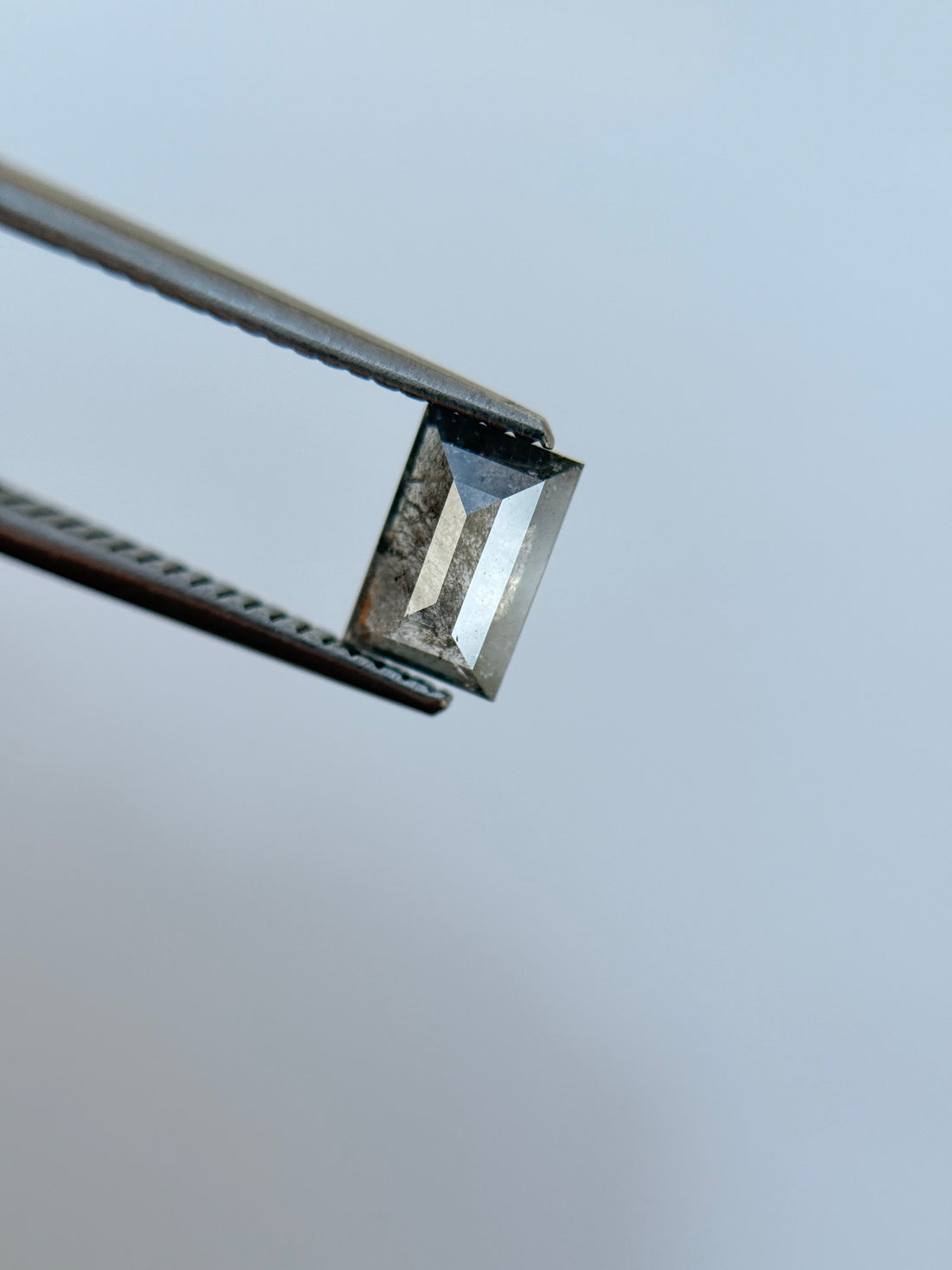 0.76 Ct Baguette Rose Cut Grey Natural Salt and Pepper Diamond