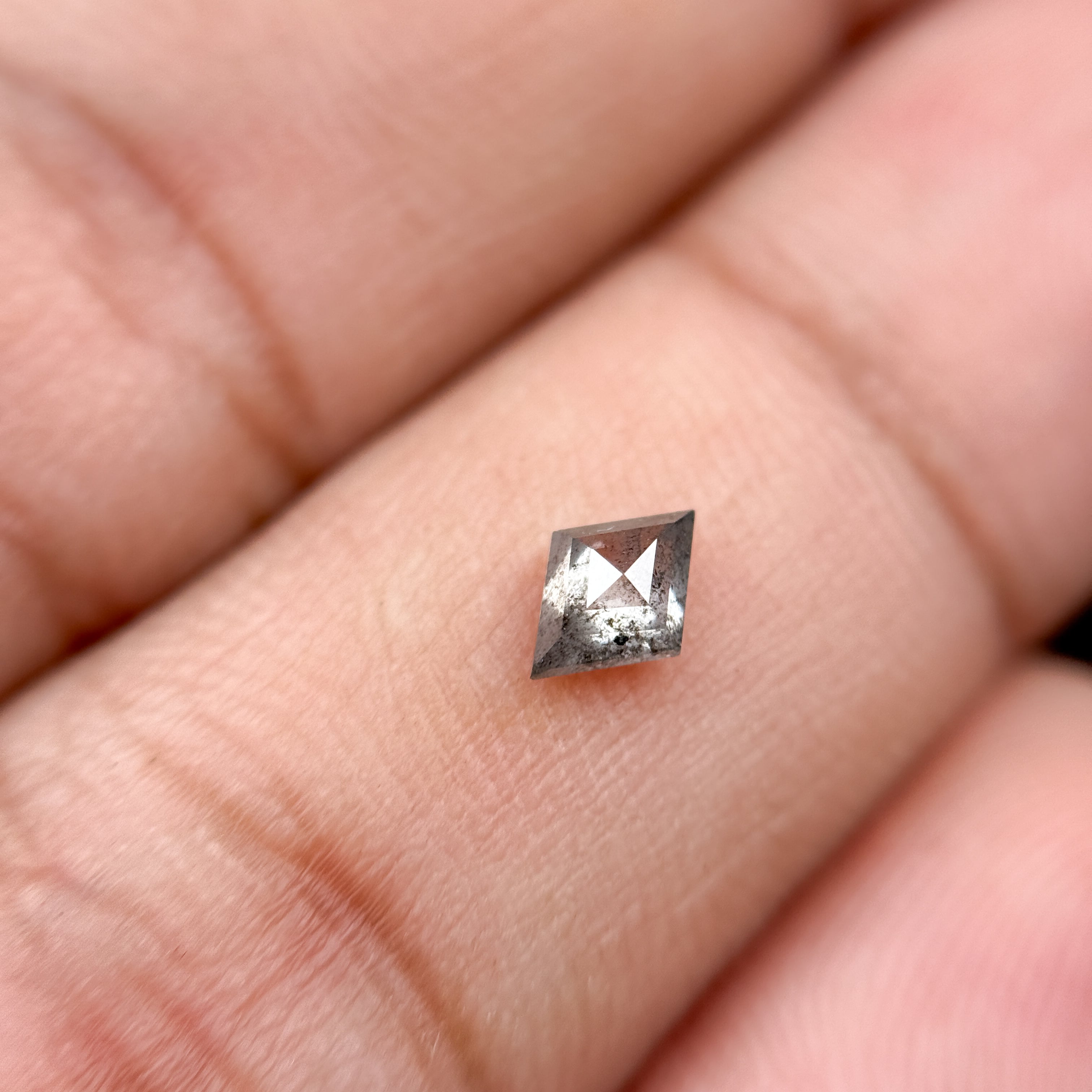0.29 Ct Kite Rose Cut Grey Natural Salt and Pepper Diamond