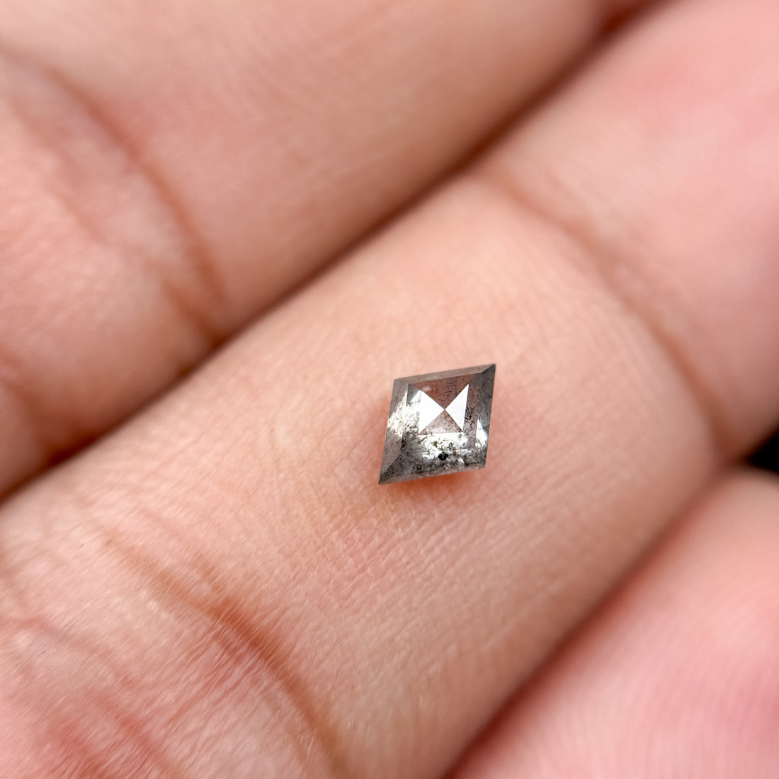 0.29 Ct Kite Rose Cut Grey Natural Salt and Pepper Diamond