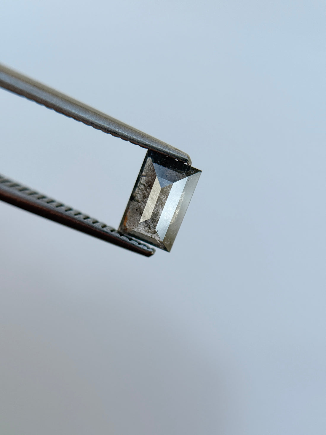 0.76 Ct Baguette Rose Cut Grey Natural Salt and Pepper Diamond