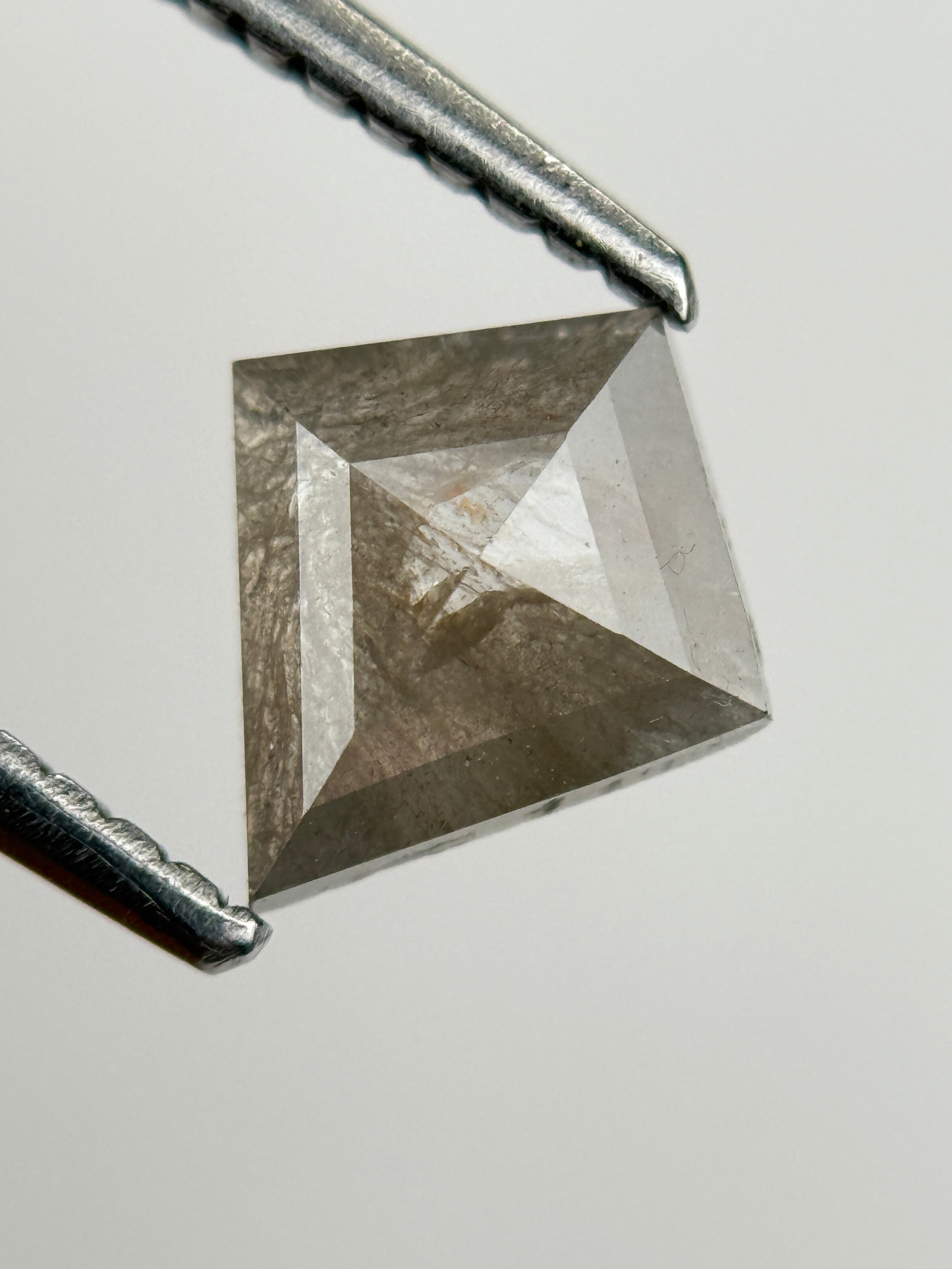 0.89 Ct Kite Rose Cut Grey Natural Salt and Pepper Diamond