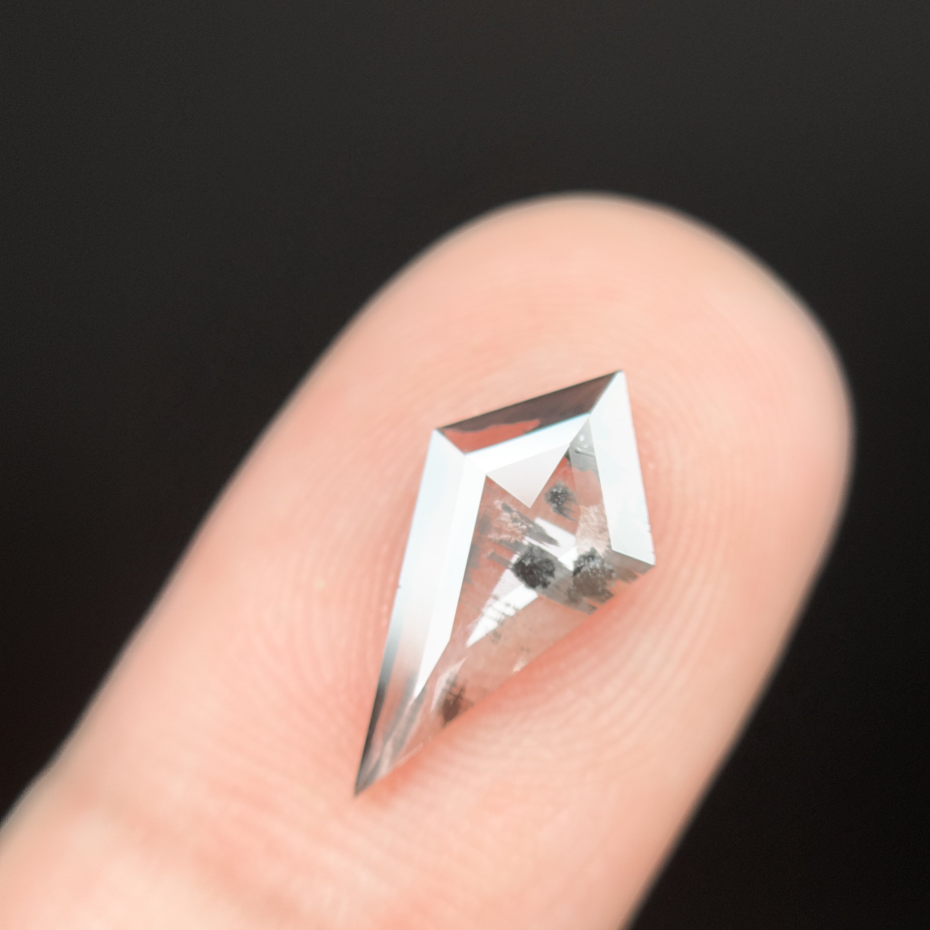 0.92 Ct Kite Rose Cut Grey Natural Salt and Pepper Diamond