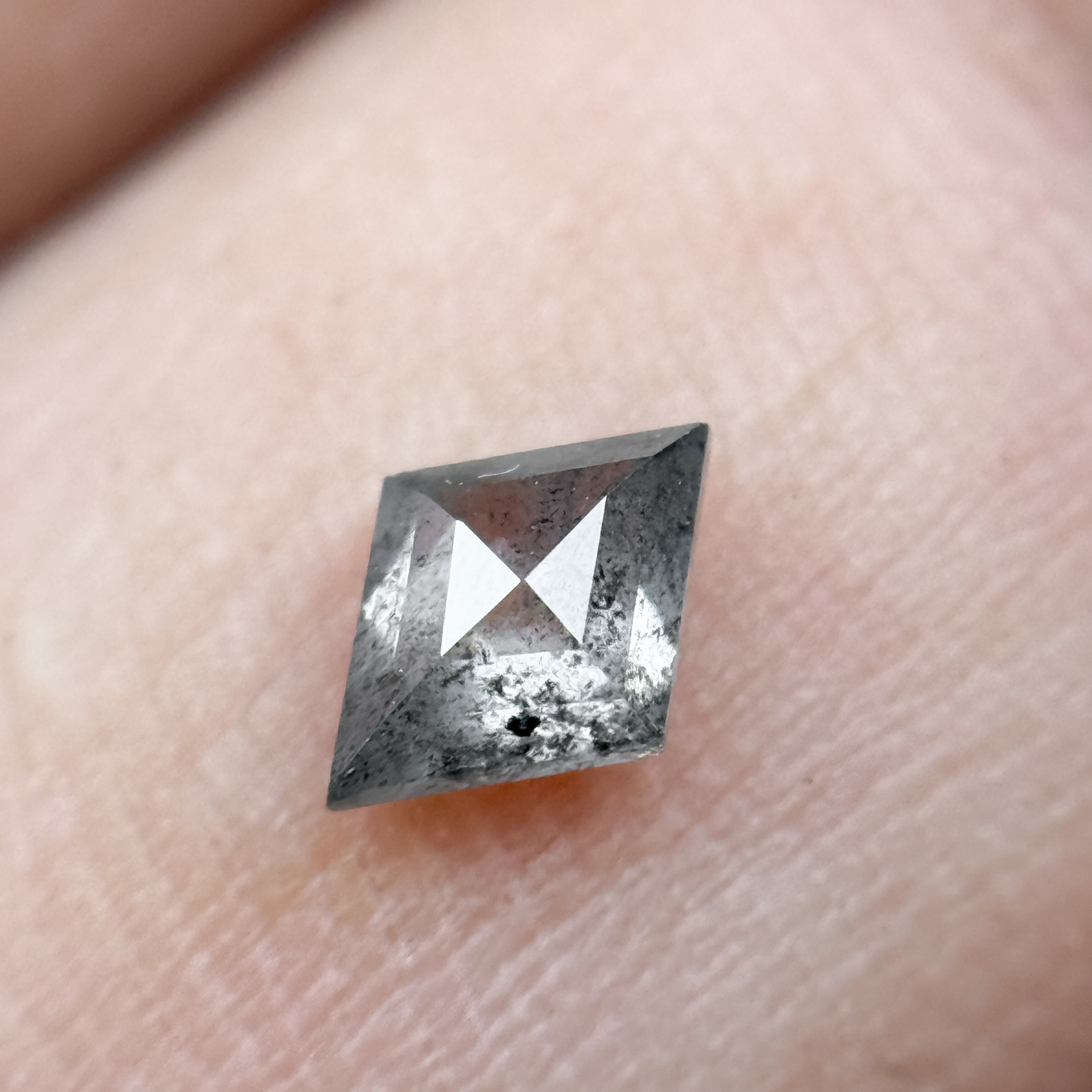 0.29 Ct Kite Rose Cut Grey Natural Salt and Pepper Diamond