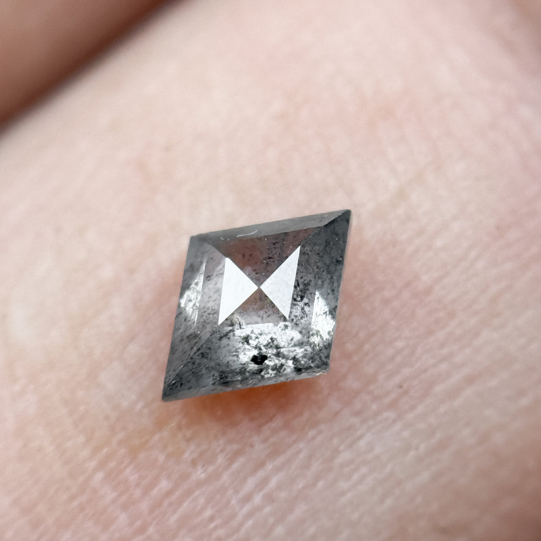 0.29 Ct Kite Rose Cut Grey Natural Salt and Pepper Diamond