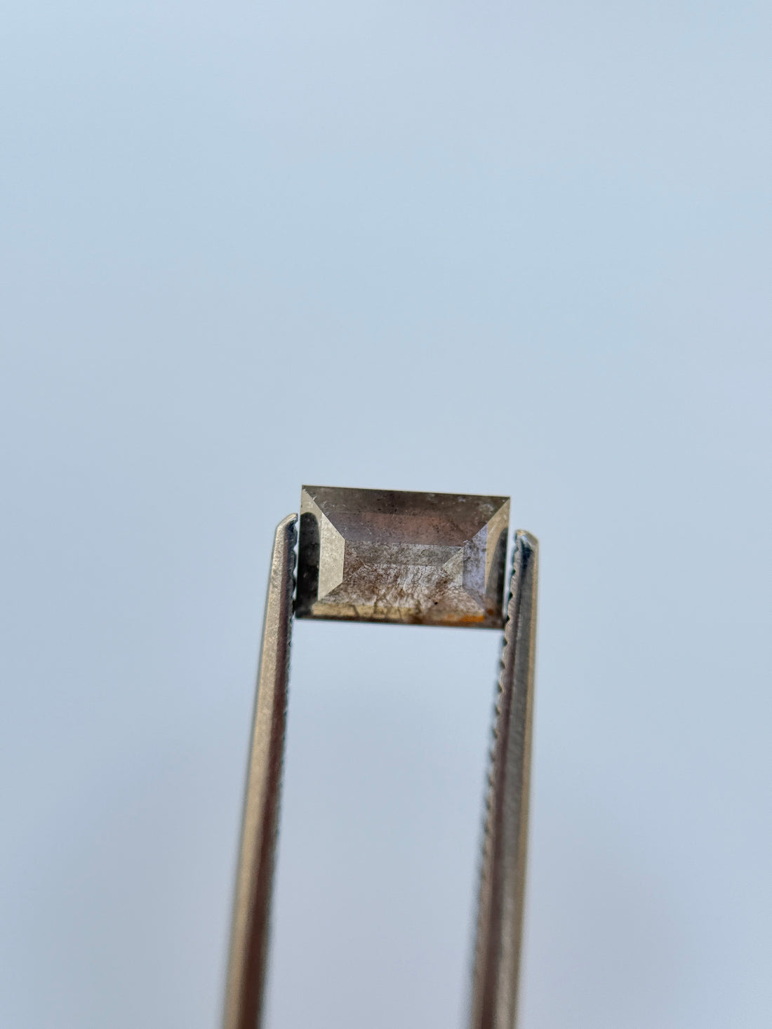 0.76 Ct Baguette Rose Cut Grey Natural Salt and Pepper Diamond