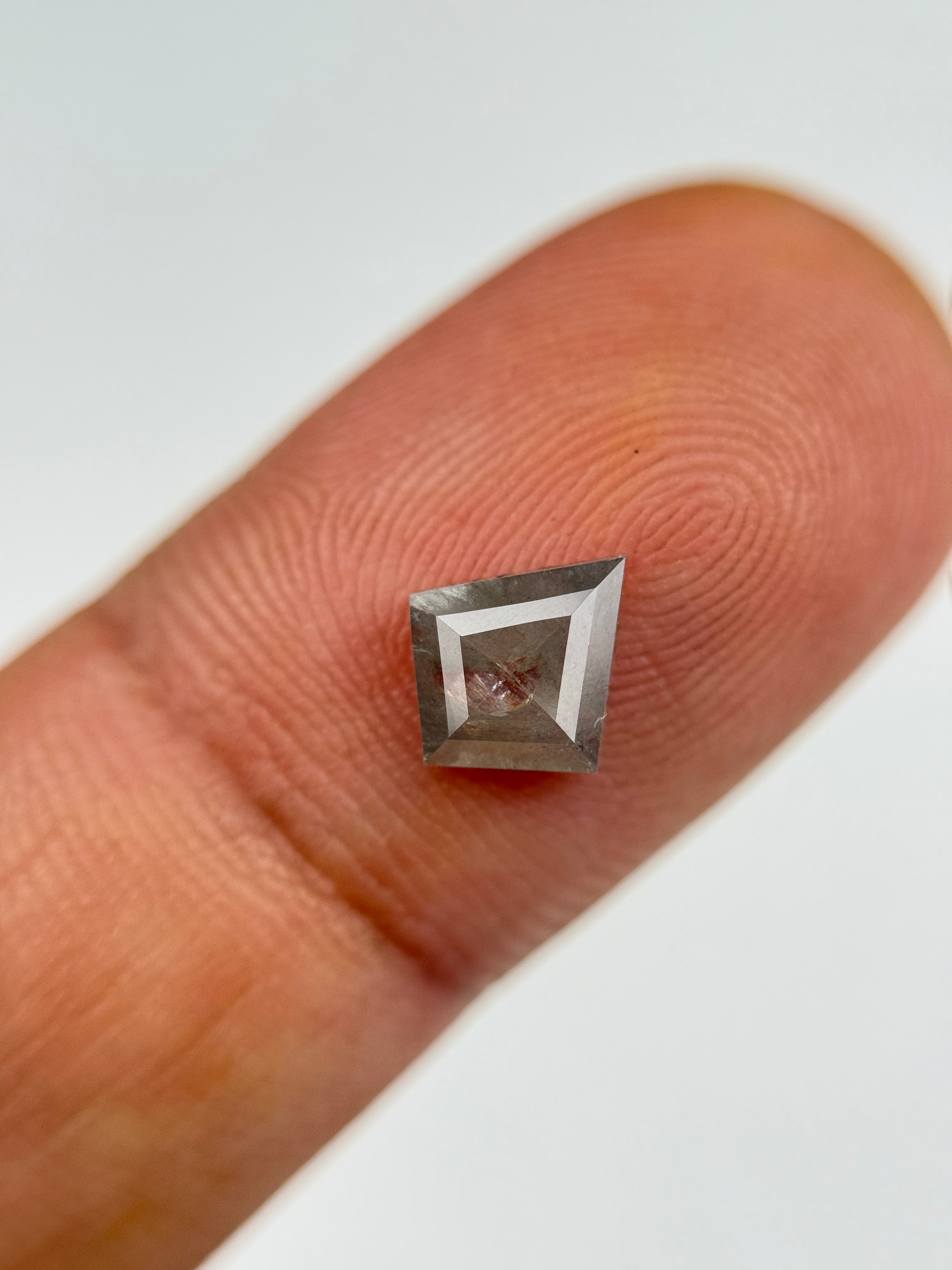 0.89 Ct Kite Rose Cut Grey Natural Salt and Pepper Diamond