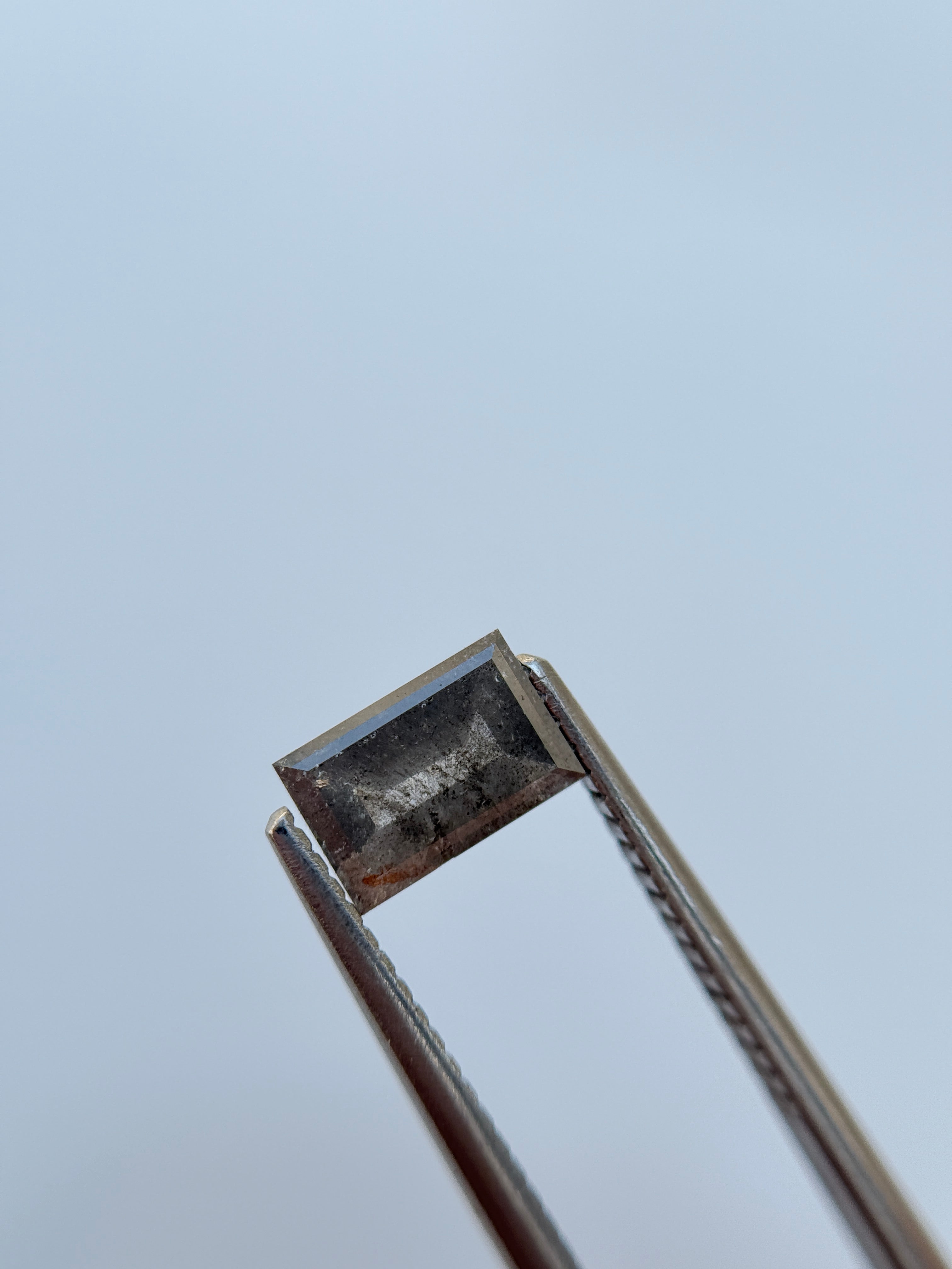0.76 Ct Baguette Rose Cut Grey Natural Salt and Pepper Diamond