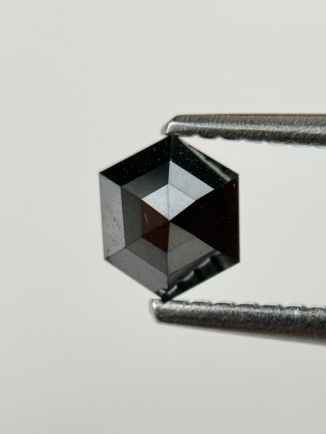 0.67 Ct Hexagon Rose Cut Black Natural Salt and Pepper Diamond
