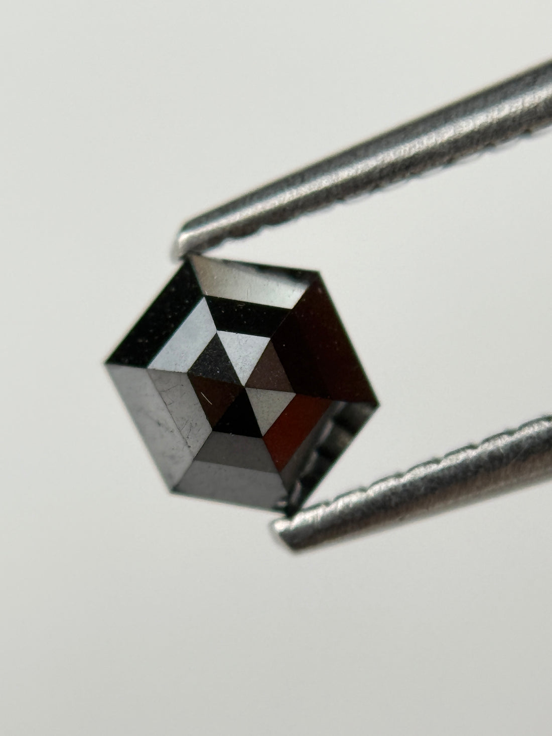0.67 Ct Hexagon Rose Cut Black Natural Salt and Pepper Diamond