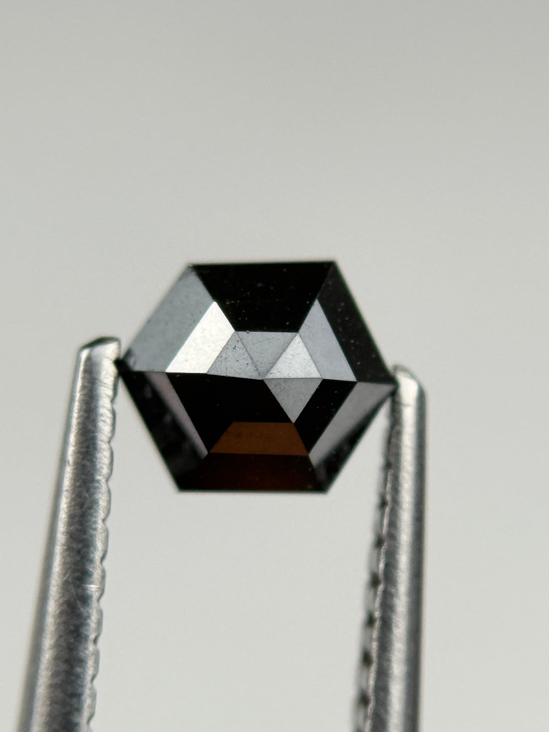 0.67 Ct Hexagon Rose Cut Black Natural Salt and Pepper Diamond