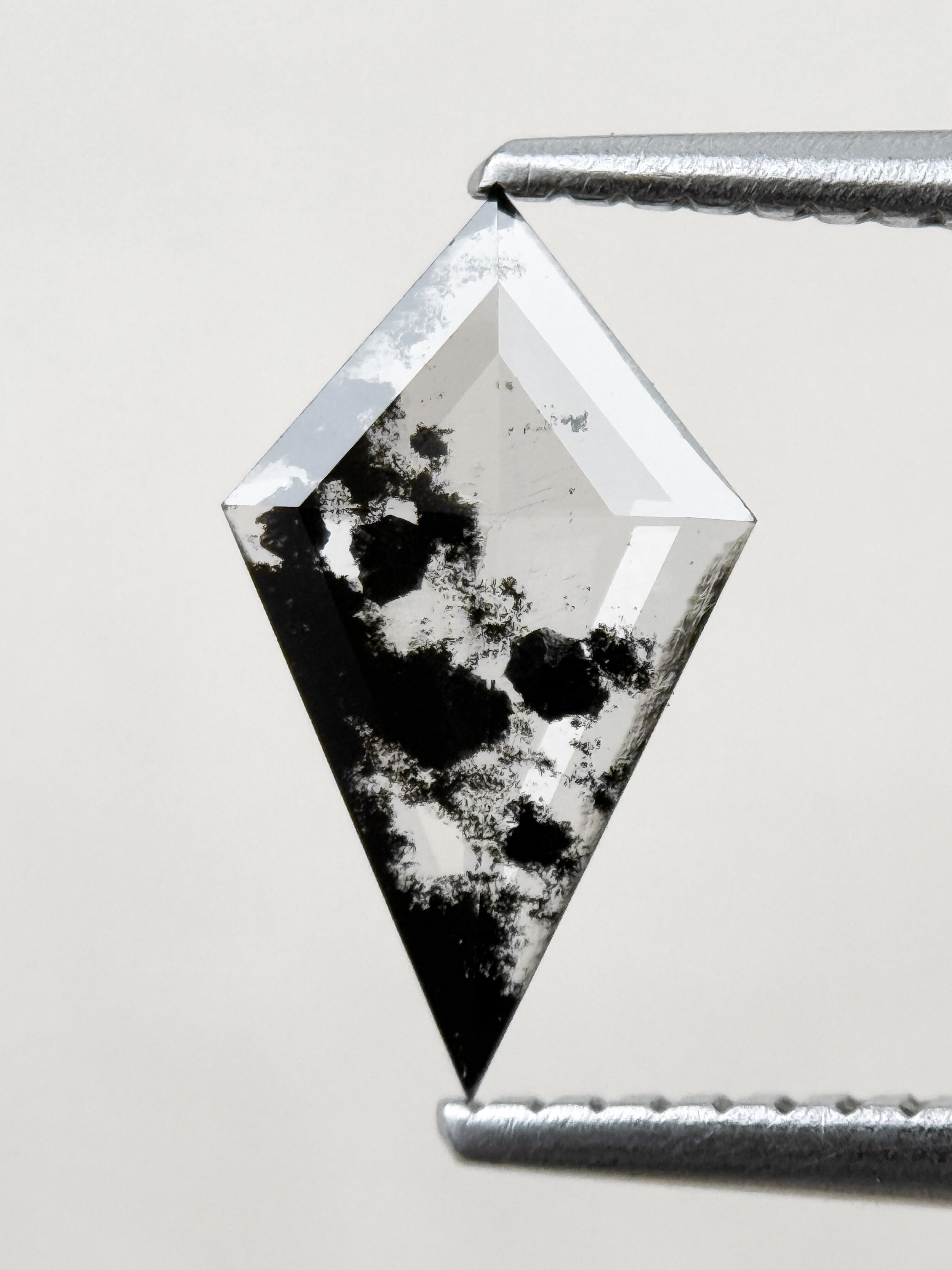 0.66 Ct Kite Rose Cut Grey Natural Salt and Pepper Diamond