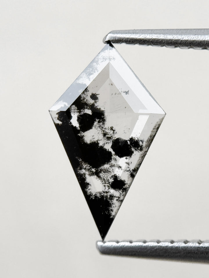 0.66 Ct Kite Rose Cut Grey Natural Salt and Pepper Diamond