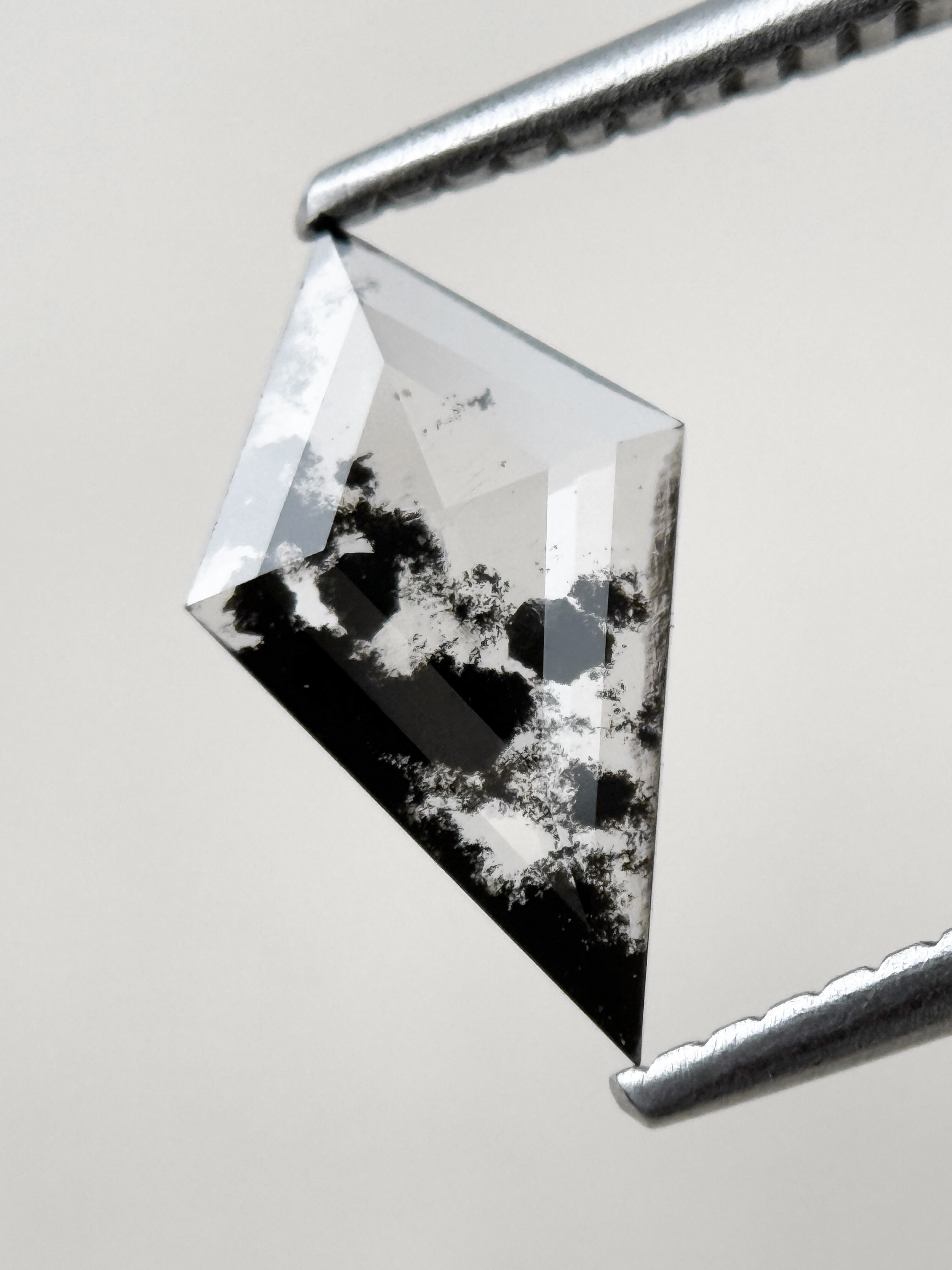 0.66 Ct Kite Rose Cut Grey Natural Salt and Pepper Diamond