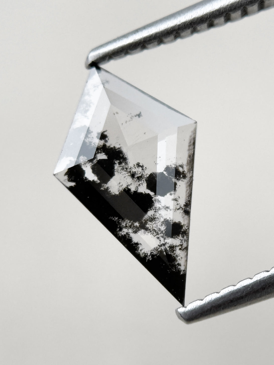 0.66 Ct Kite Rose Cut Grey Natural Salt and Pepper Diamond