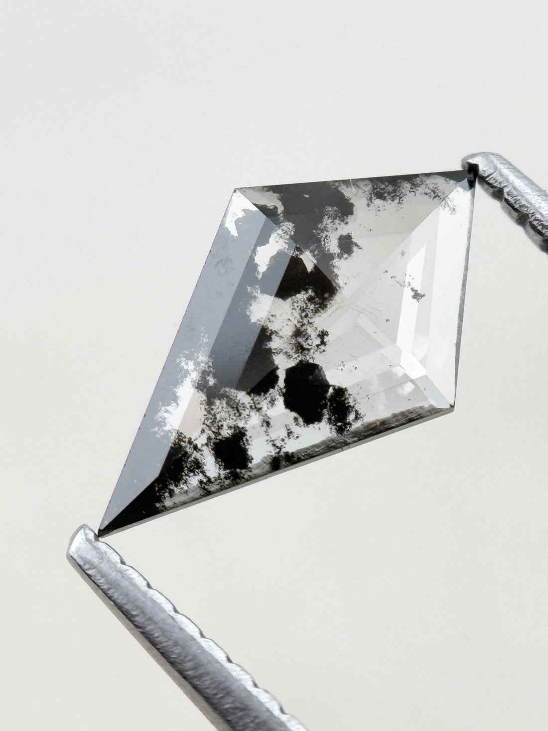 0.66 Ct Kite Rose Cut Grey Natural Salt and Pepper Diamond