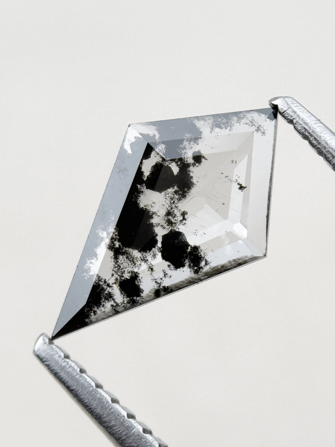 0.66 Ct Kite Rose Cut Grey Natural Salt and Pepper Diamond