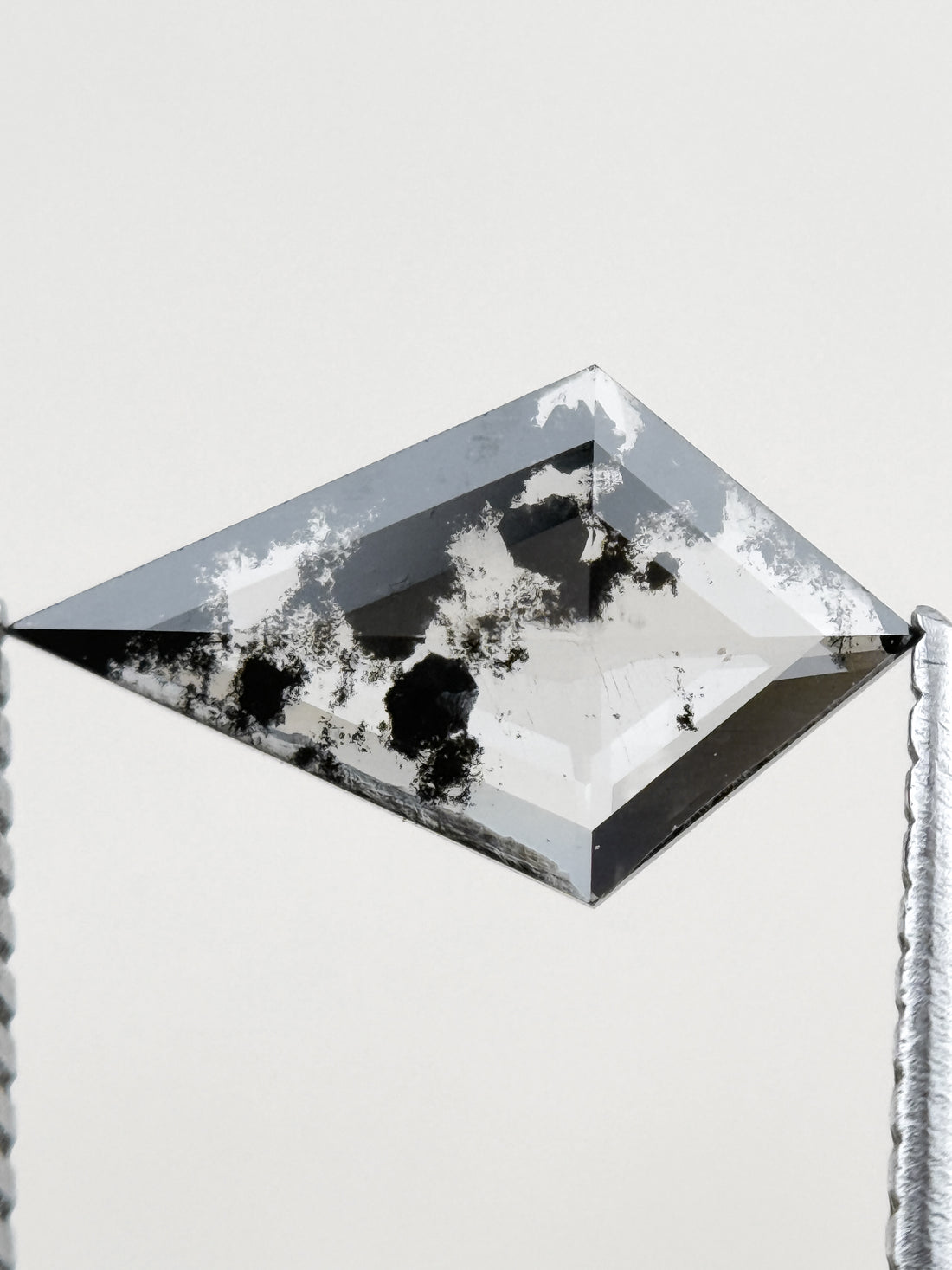 0.66 Ct Kite Rose Cut Grey Natural Salt and Pepper Diamond