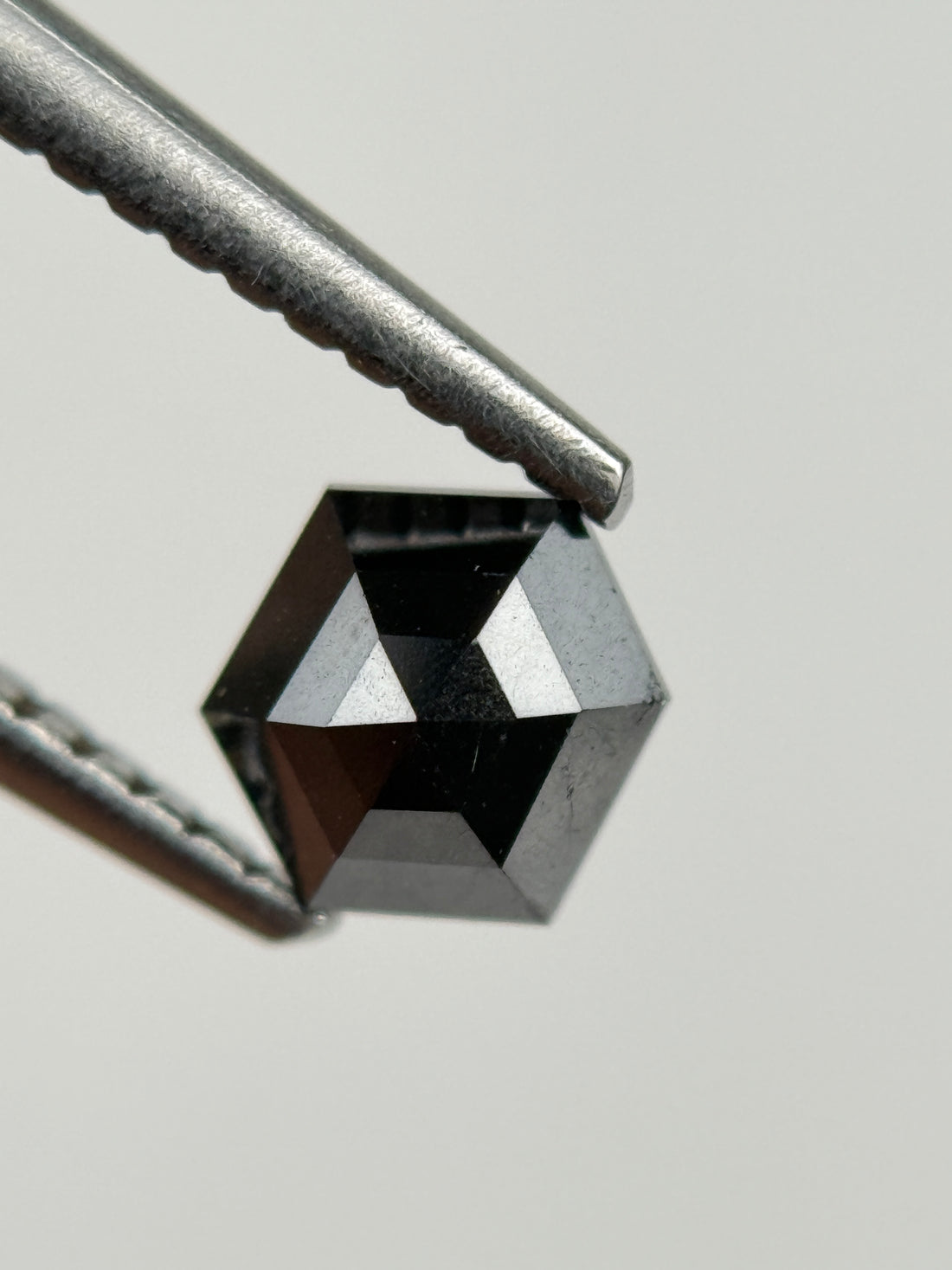 0.67 Ct Hexagon Rose Cut Black Natural Salt and Pepper Diamond