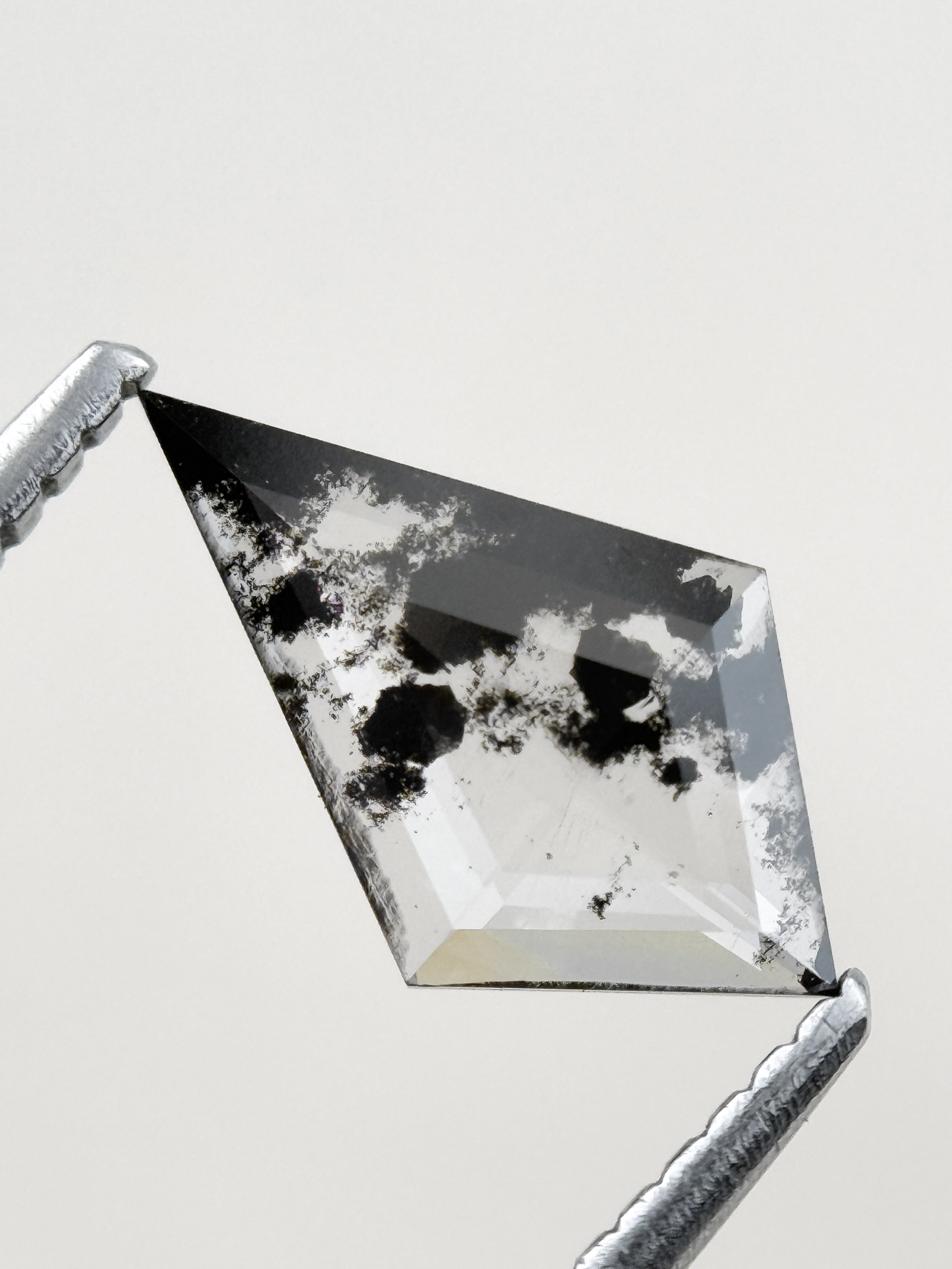0.66 Ct Kite Rose Cut Grey Natural Salt and Pepper Diamond