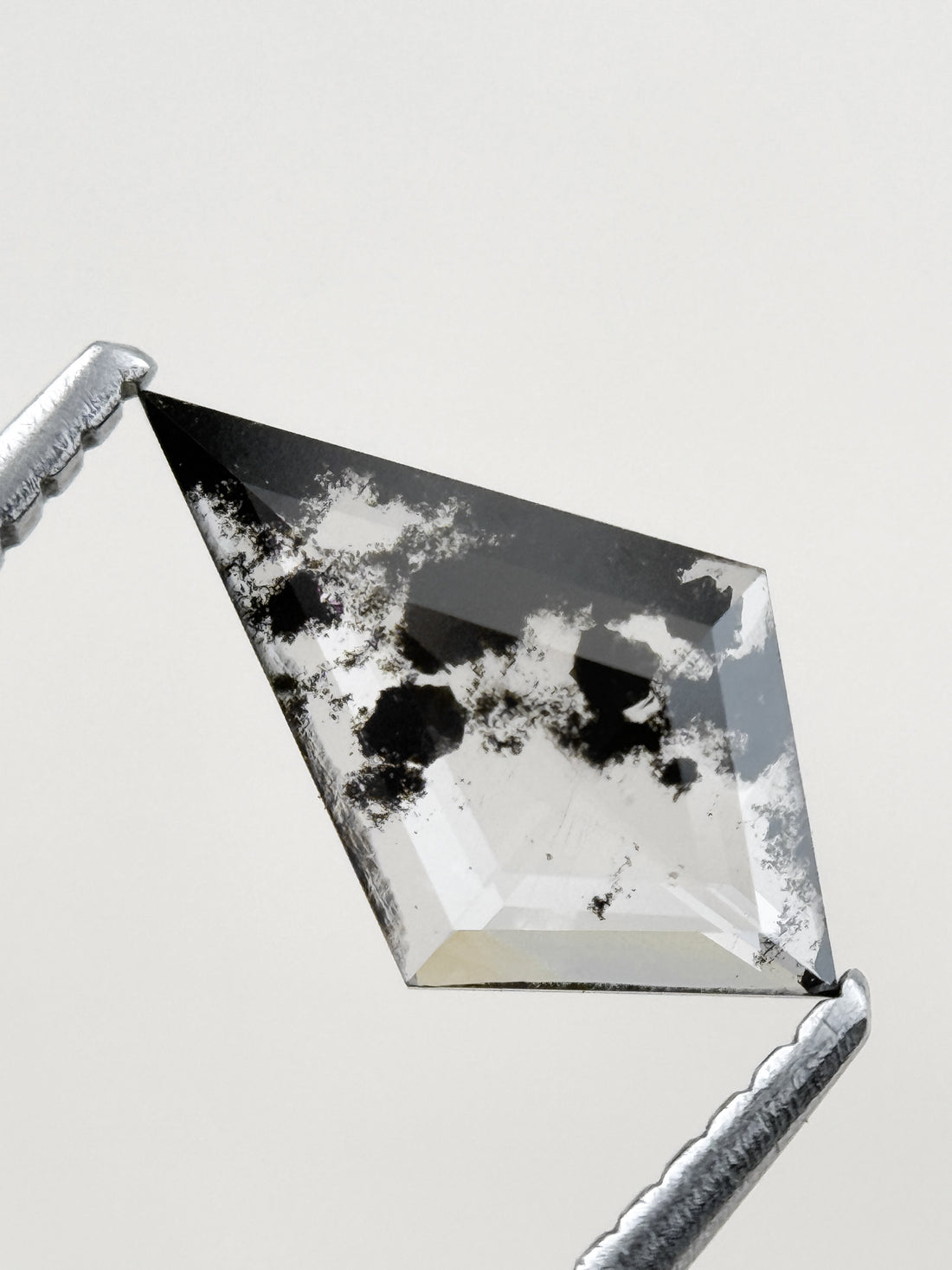 0.66 Ct Kite Rose Cut Grey Natural Salt and Pepper Diamond