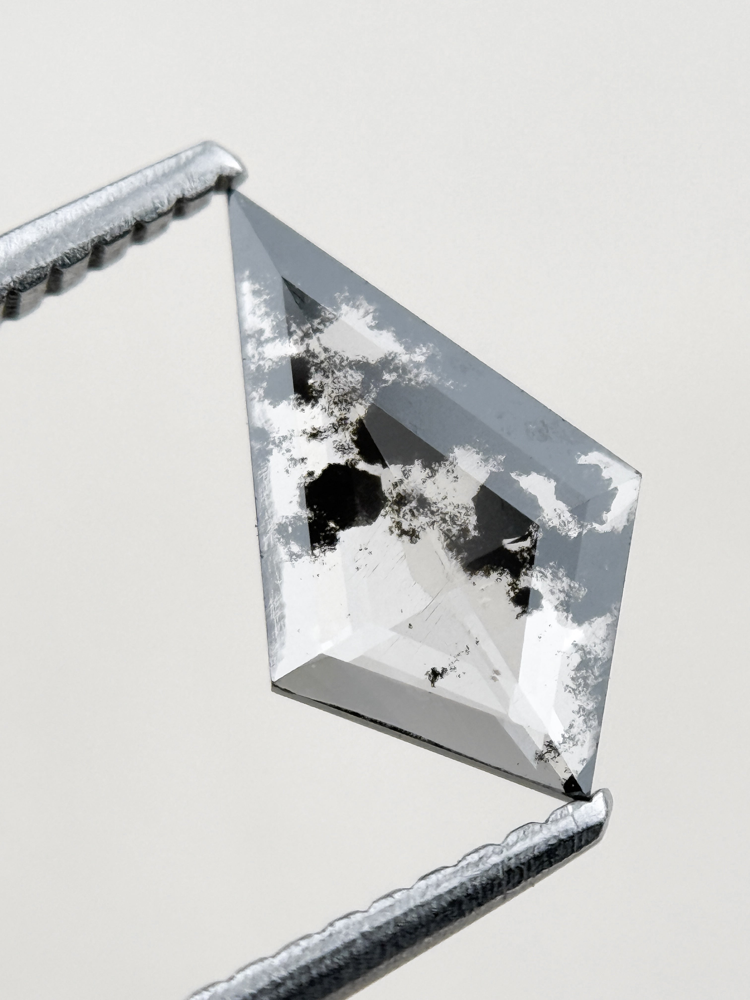 0.66 Ct Kite Rose Cut Grey Natural Salt and Pepper Diamond