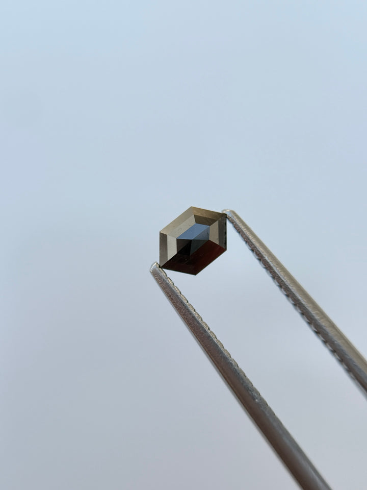 0.32 Ct Hexagon Rose Cut Grey Natural Salt and Pepper Diamond