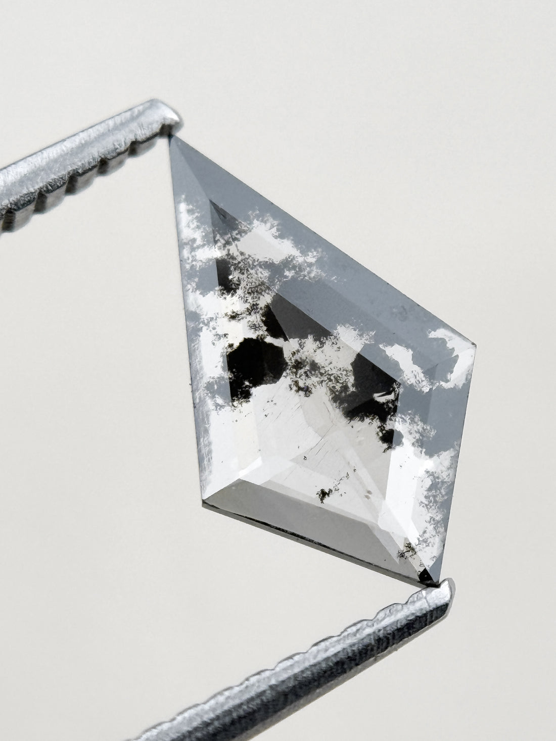 0.66 Ct Kite Rose Cut Grey Natural Salt and Pepper Diamond