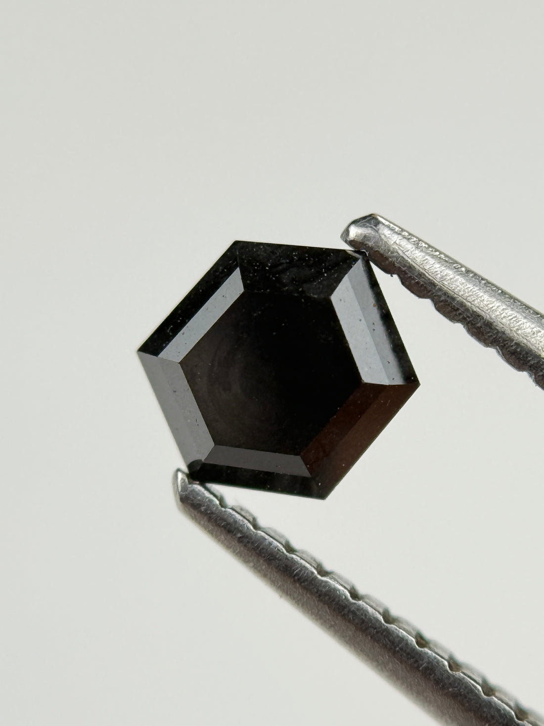 0.67 Ct Hexagon Rose Cut Black Natural Salt and Pepper Diamond
