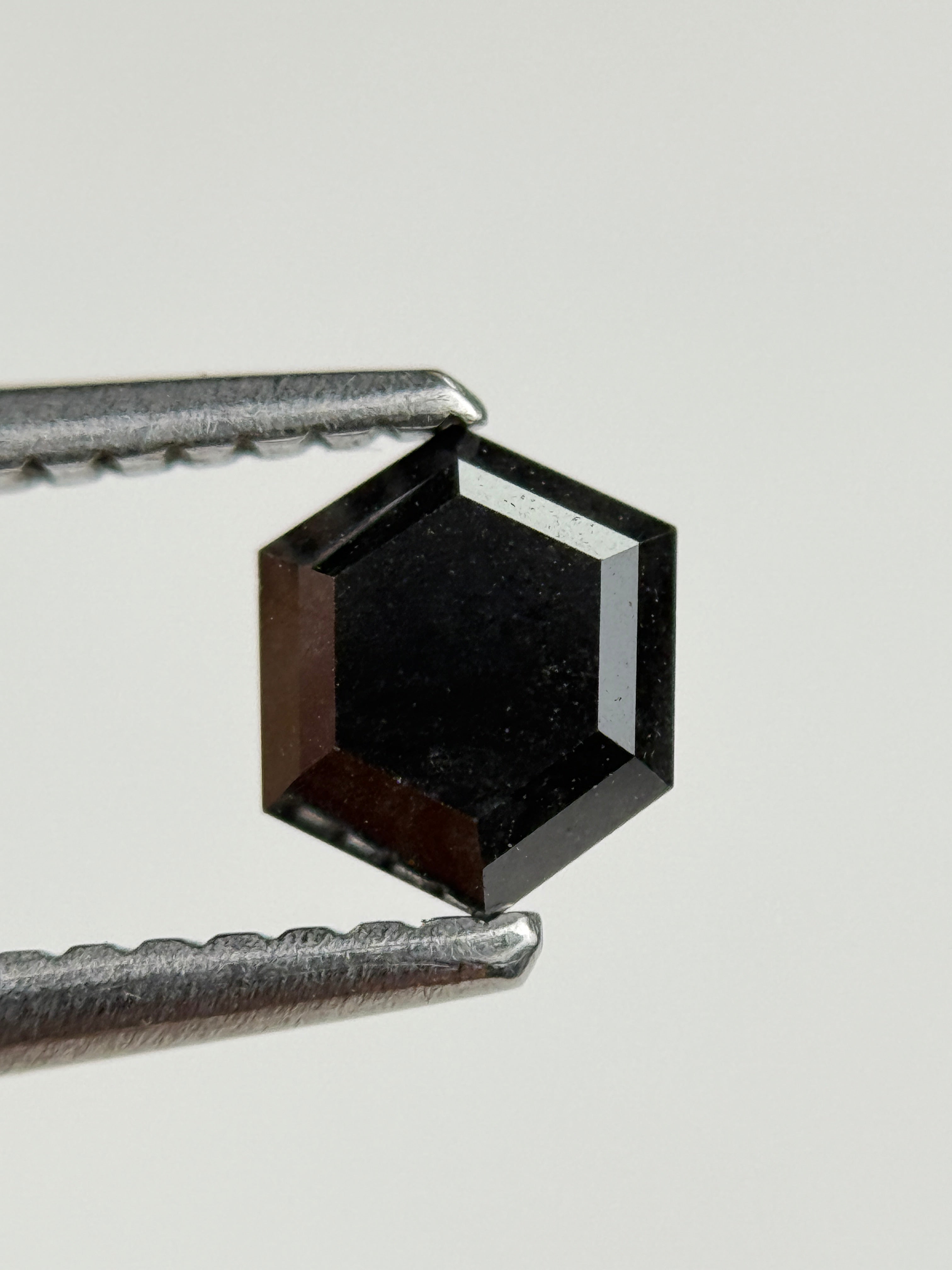 0.67 Ct Hexagon Rose Cut Black Natural Salt and Pepper Diamond