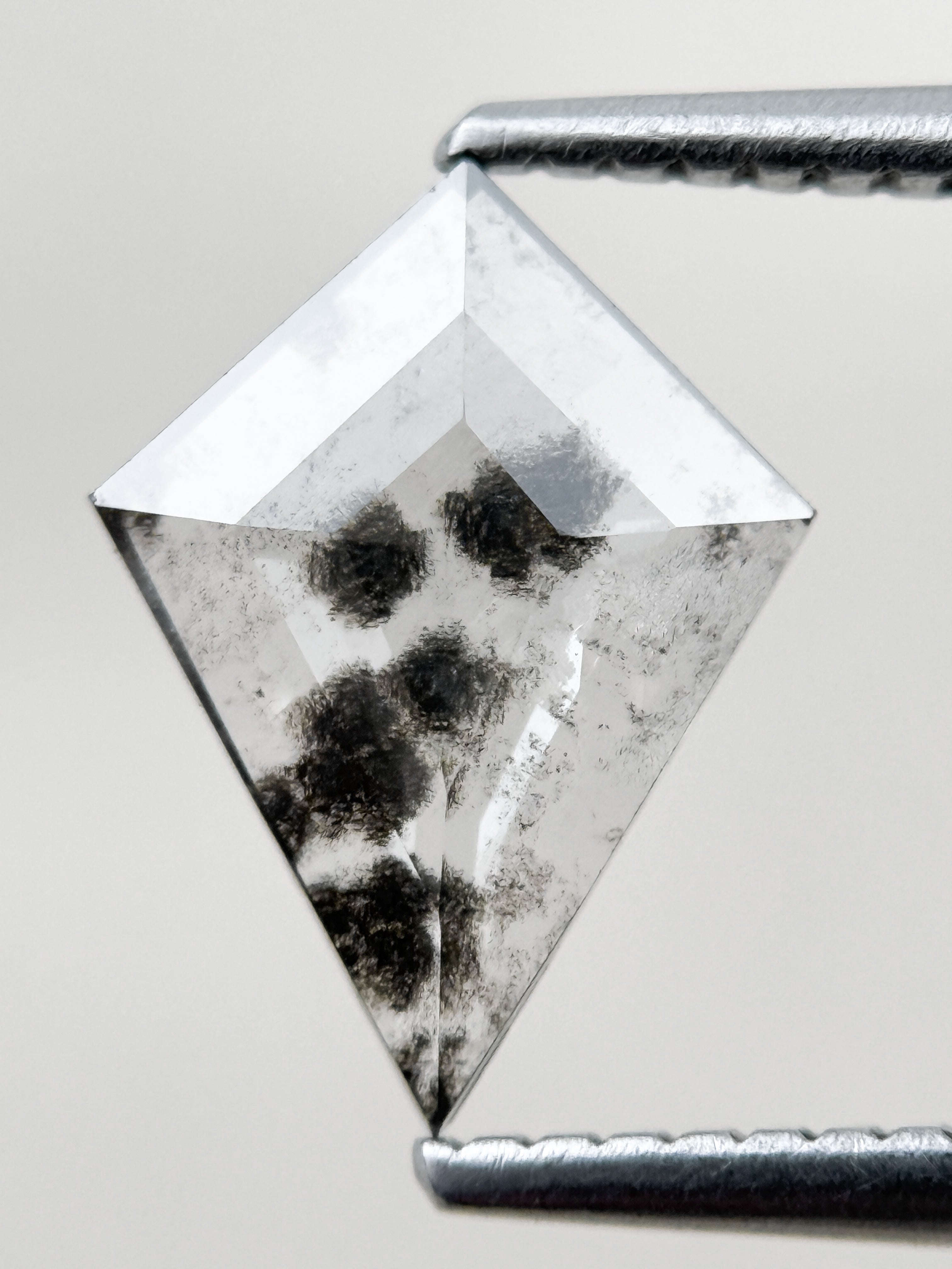 1.07 Ct Kite Rose Cut Grey Natural Salt and Pepper Diamond
