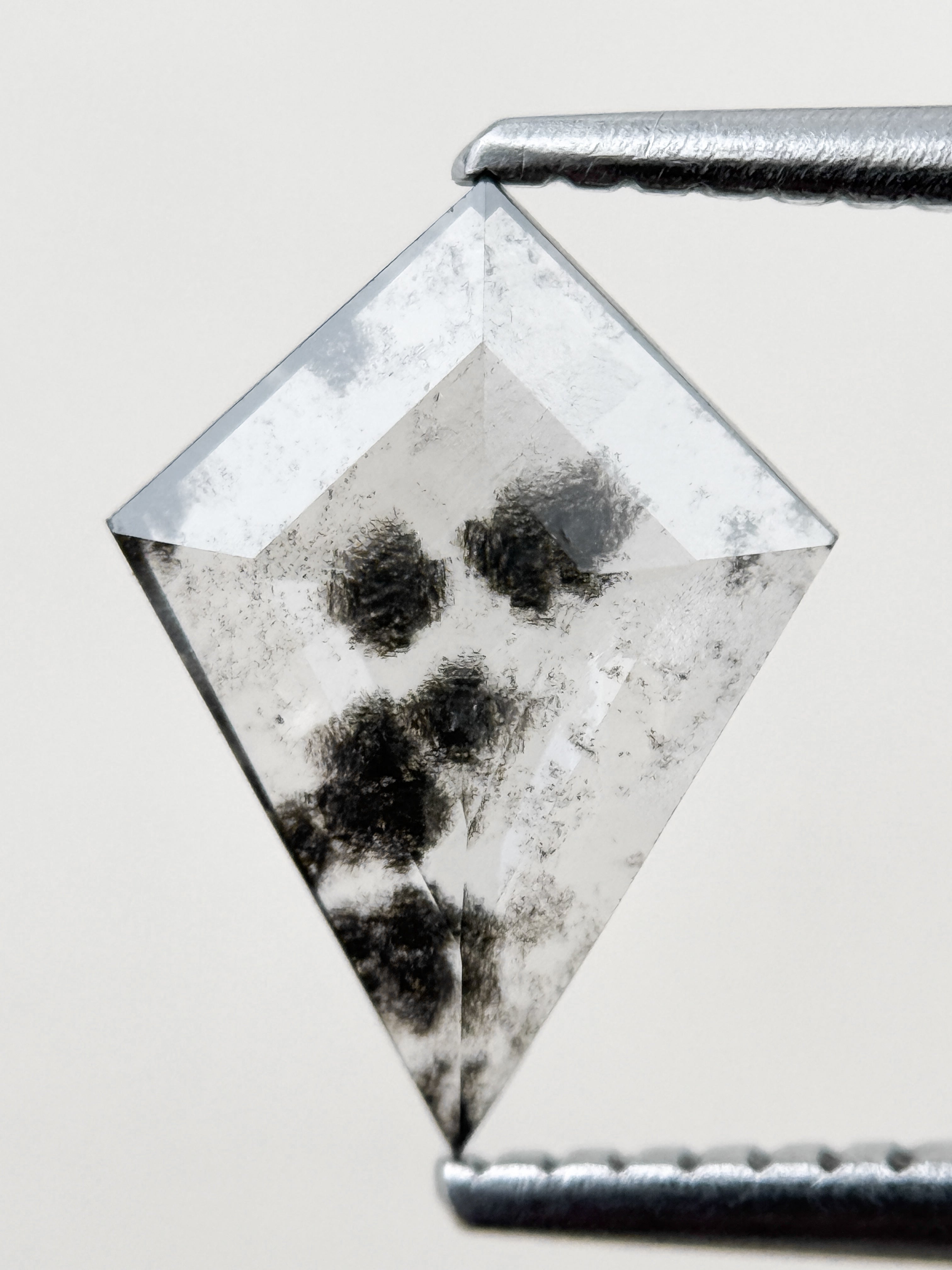 1.07 Ct Kite Rose Cut Grey Natural Salt and Pepper Diamond