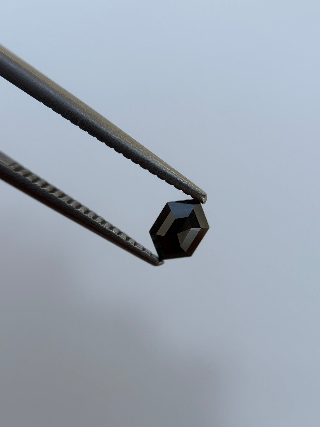 0.32 Ct Hexagon Rose Cut Grey Natural Salt and Pepper Diamond
