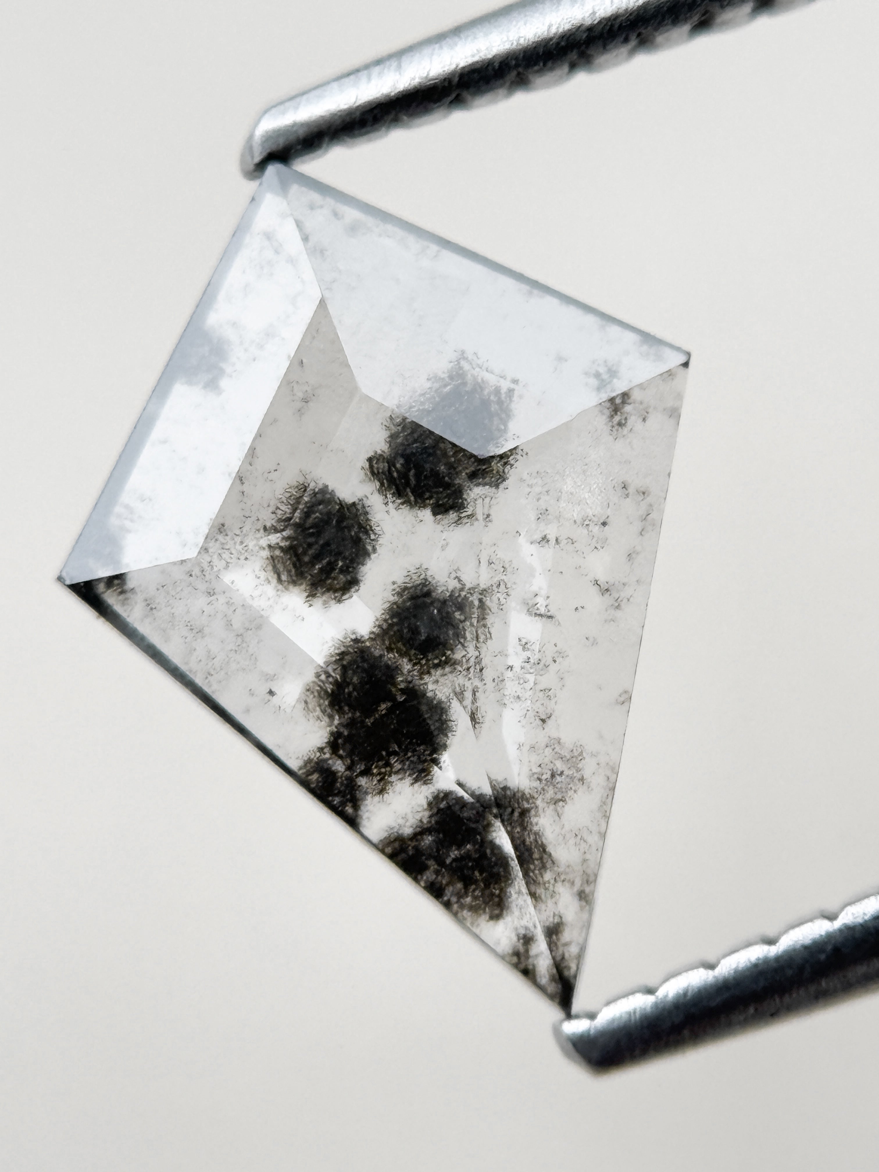 1.07 Ct Kite Rose Cut Grey Natural Salt and Pepper Diamond