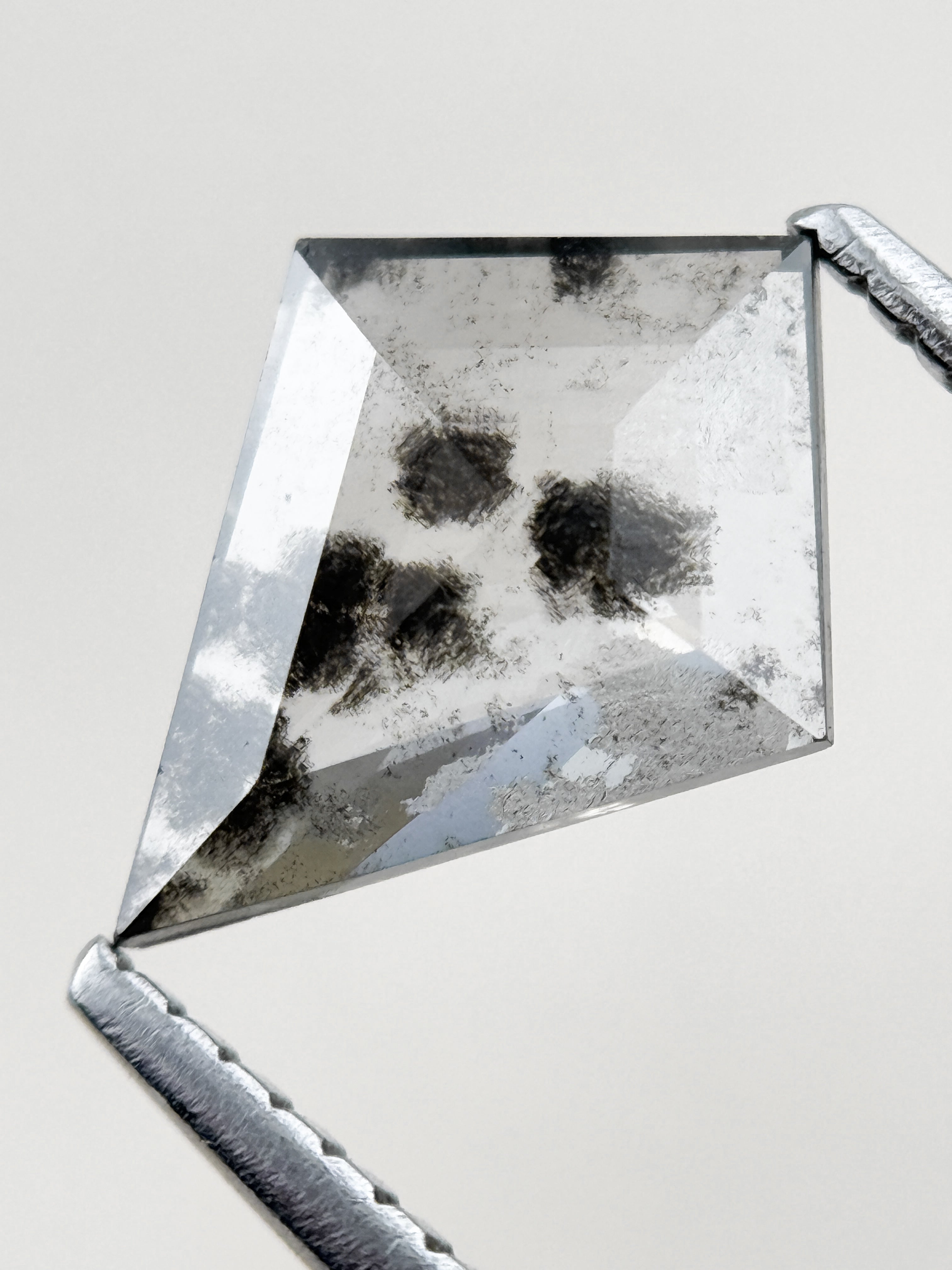 1.07 Ct Kite Rose Cut Grey Natural Salt and Pepper Diamond
