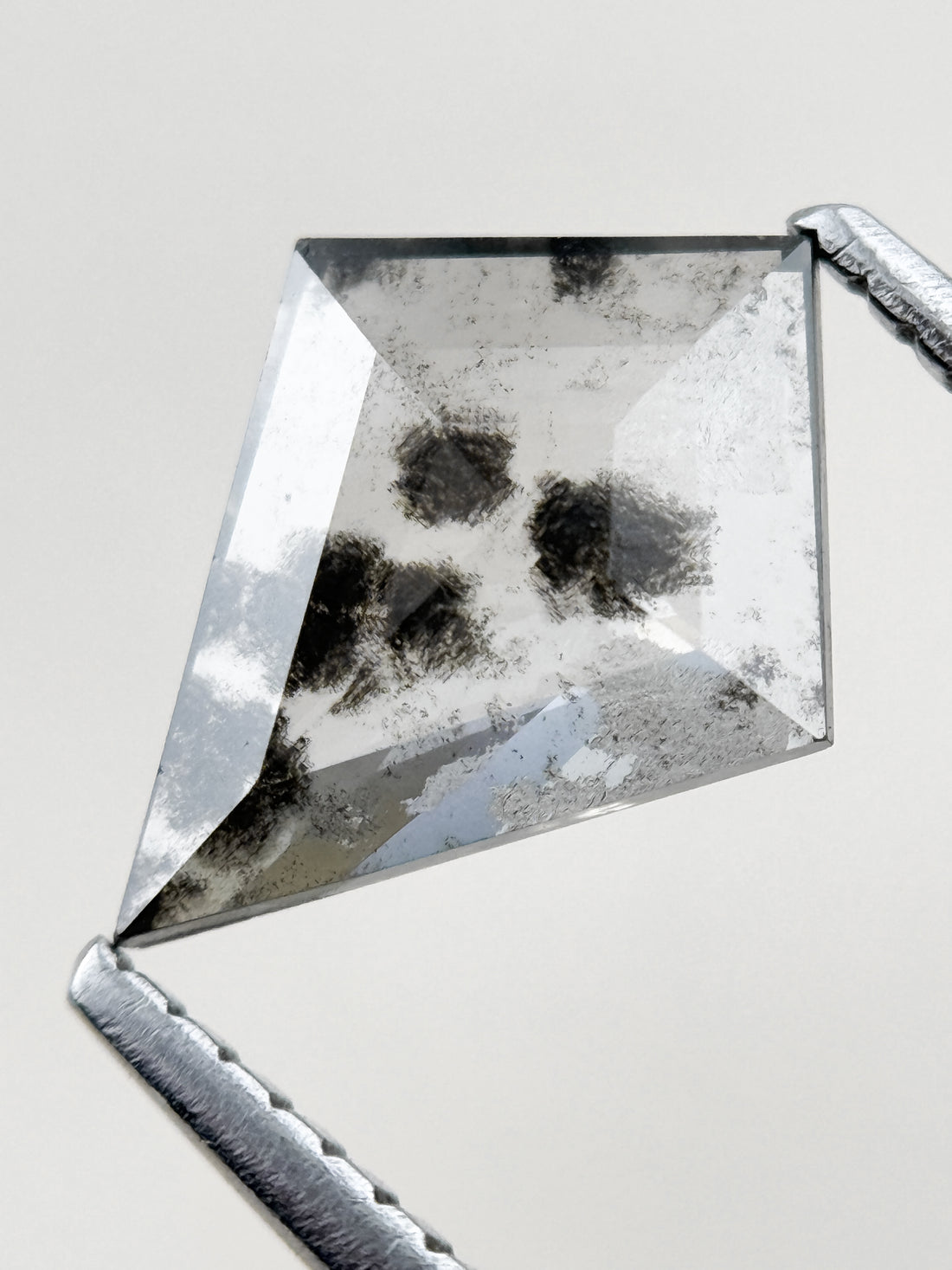 1.07 Ct Kite Rose Cut Grey Natural Salt and Pepper Diamond