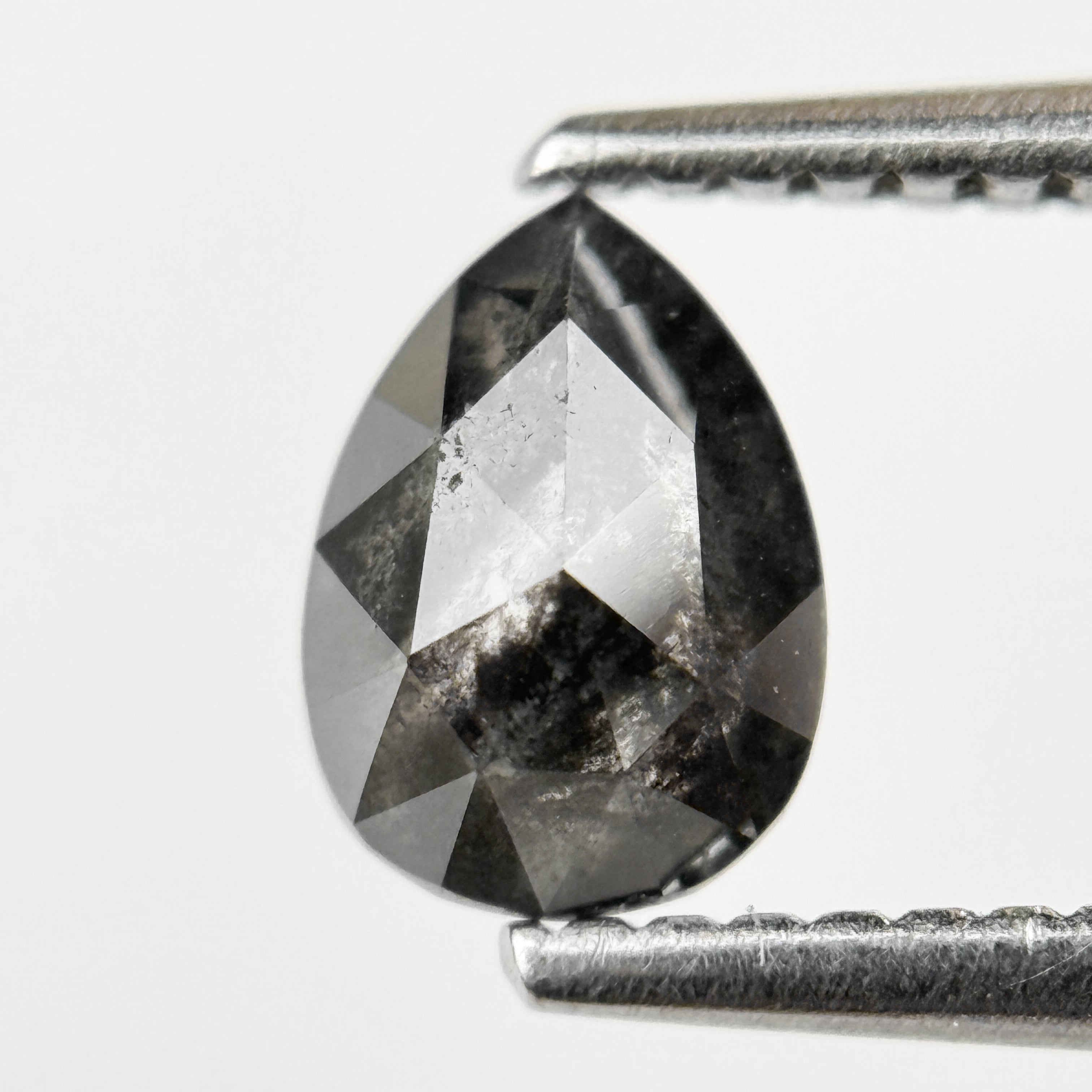 0.83 Ct Pear Rose Cut Grey Natural Salt and Pepper Diamond