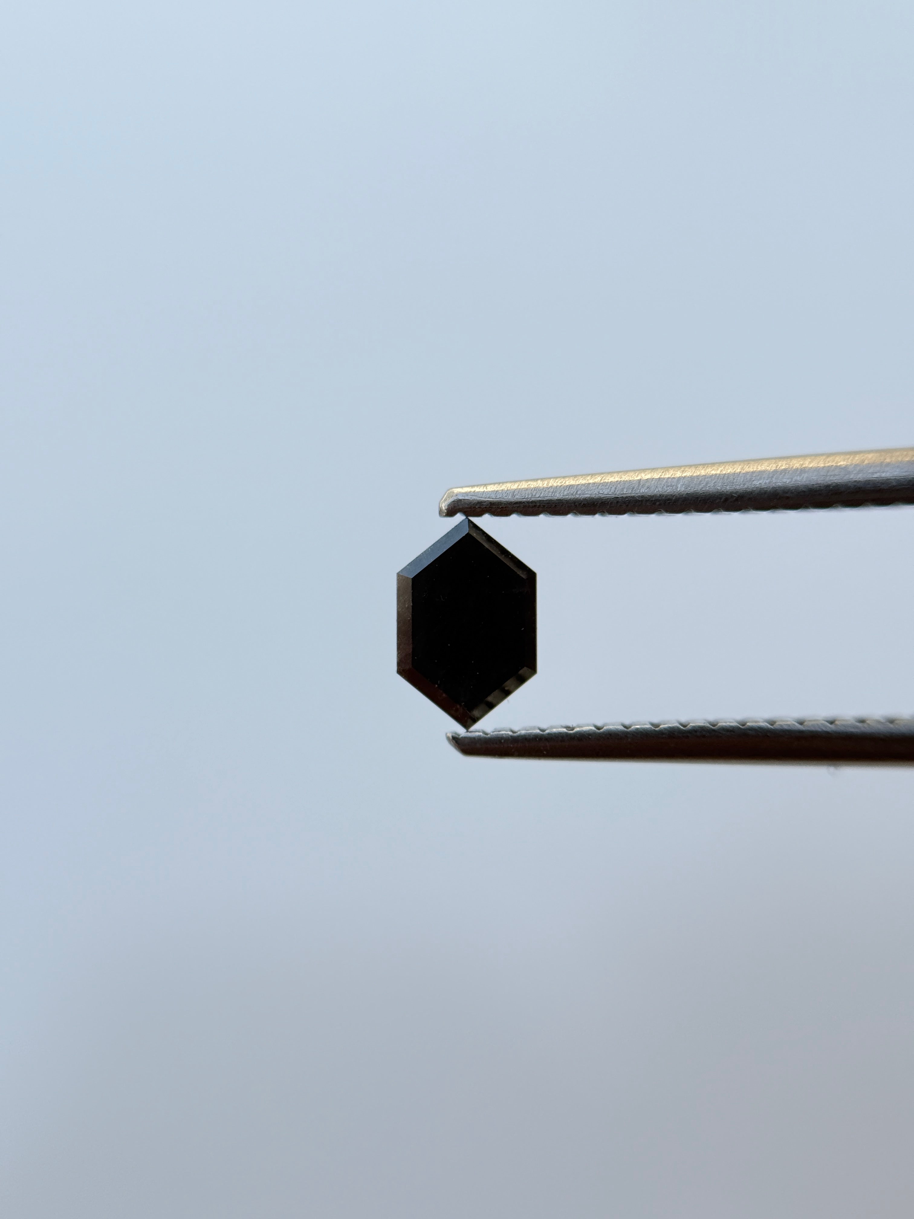 0.32 Ct Hexagon Rose Cut Grey Natural Salt and Pepper Diamond