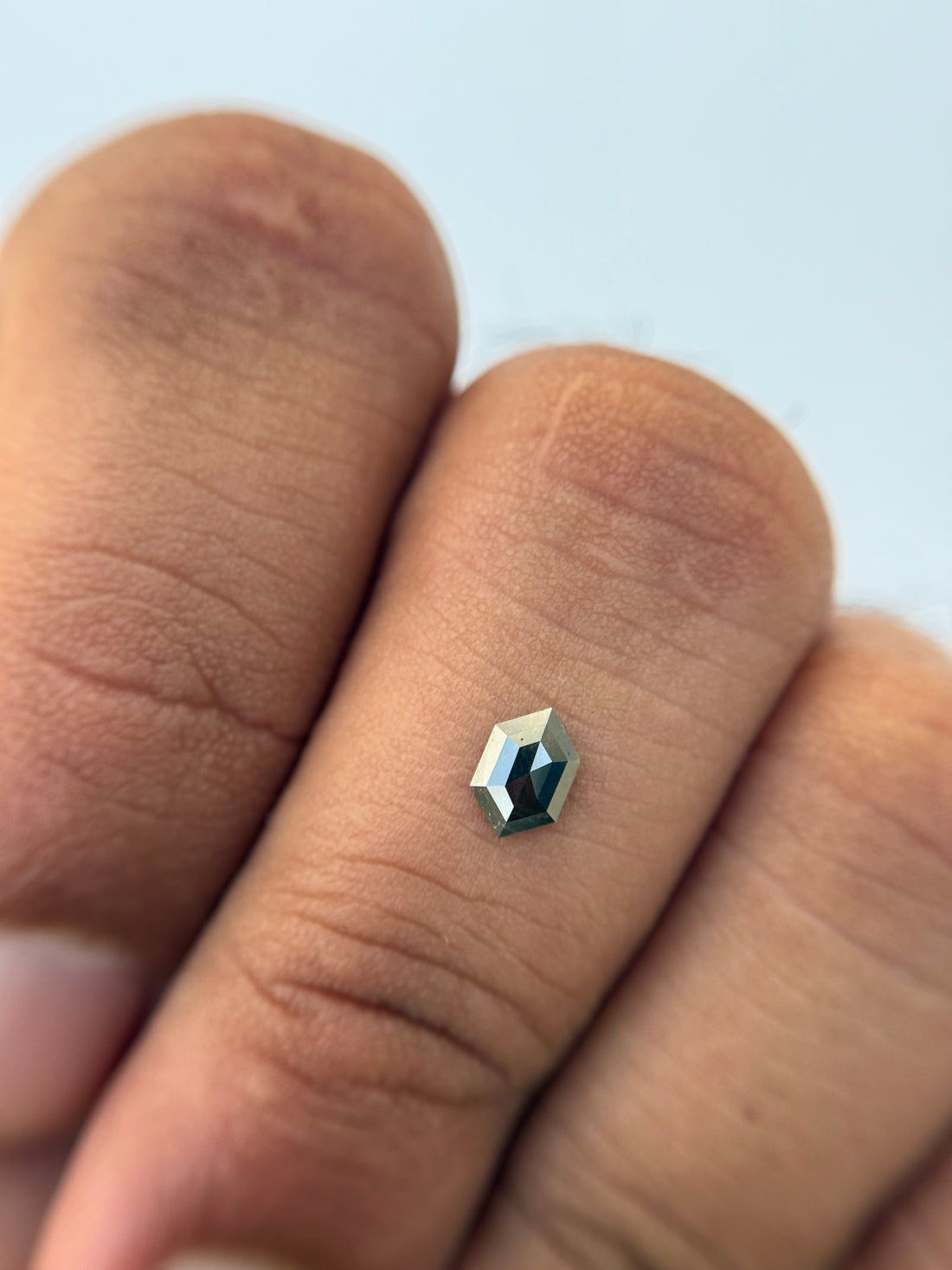0.32 Ct Hexagon Rose Cut Grey Natural Salt and Pepper Diamond