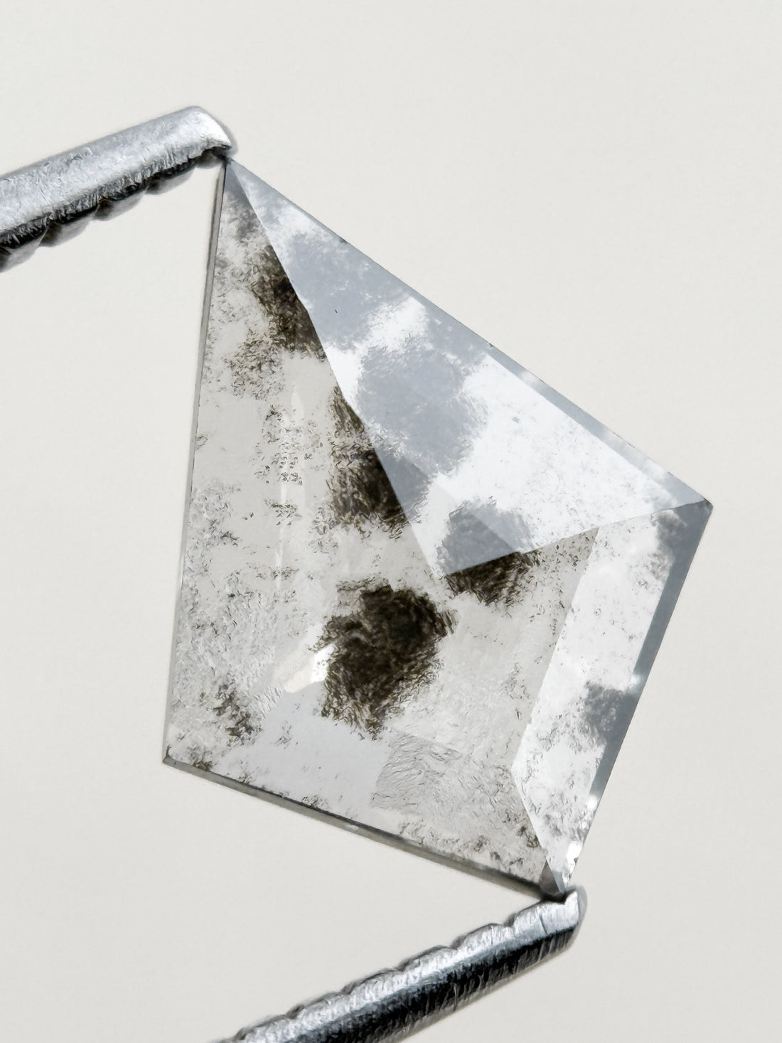 1.07 Ct Kite Rose Cut Grey Natural Salt and Pepper Diamond