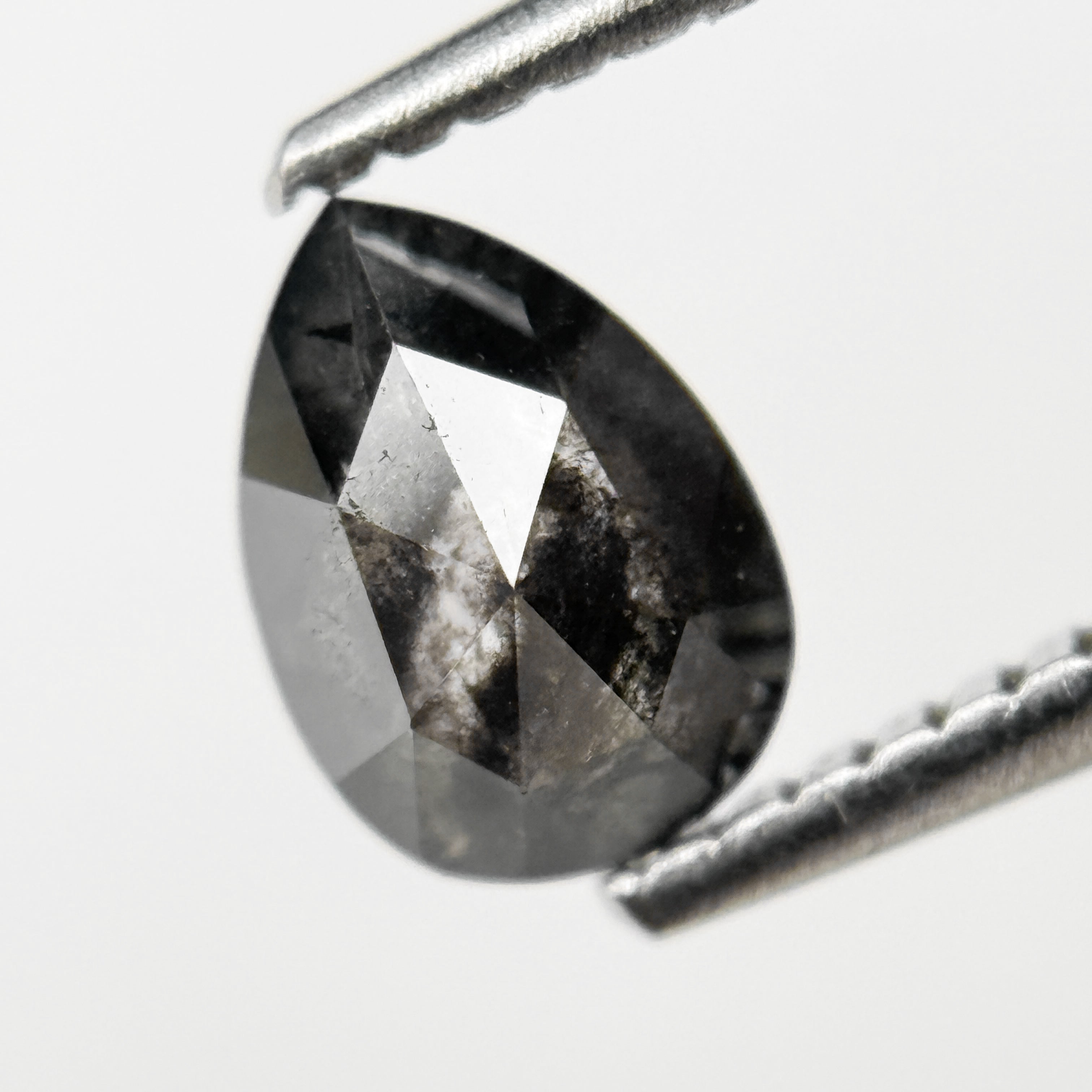 0.83 Ct Pear Rose Cut Grey Natural Salt and Pepper Diamond
