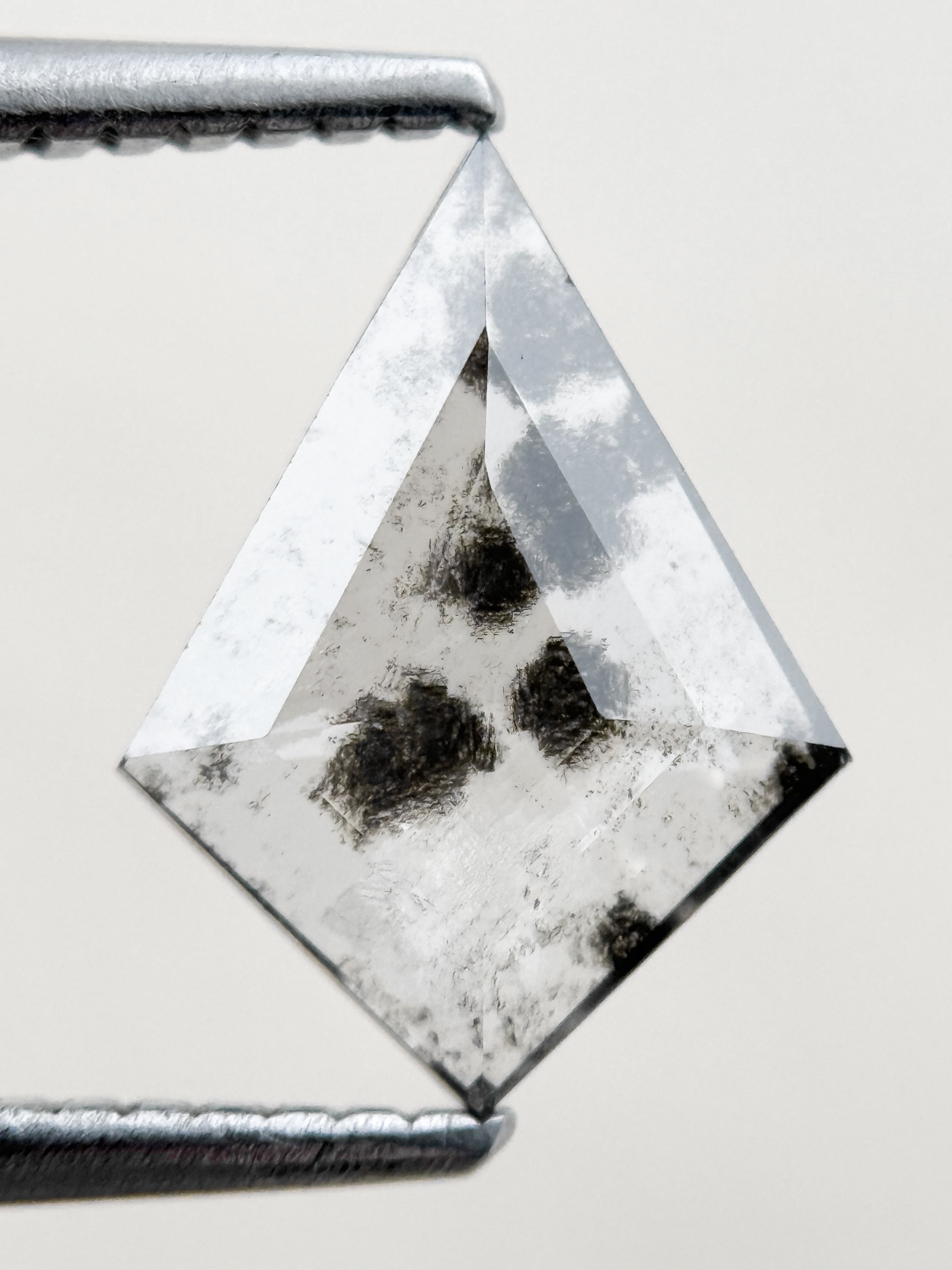 1.07 Ct Kite Rose Cut Grey Natural Salt and Pepper Diamond