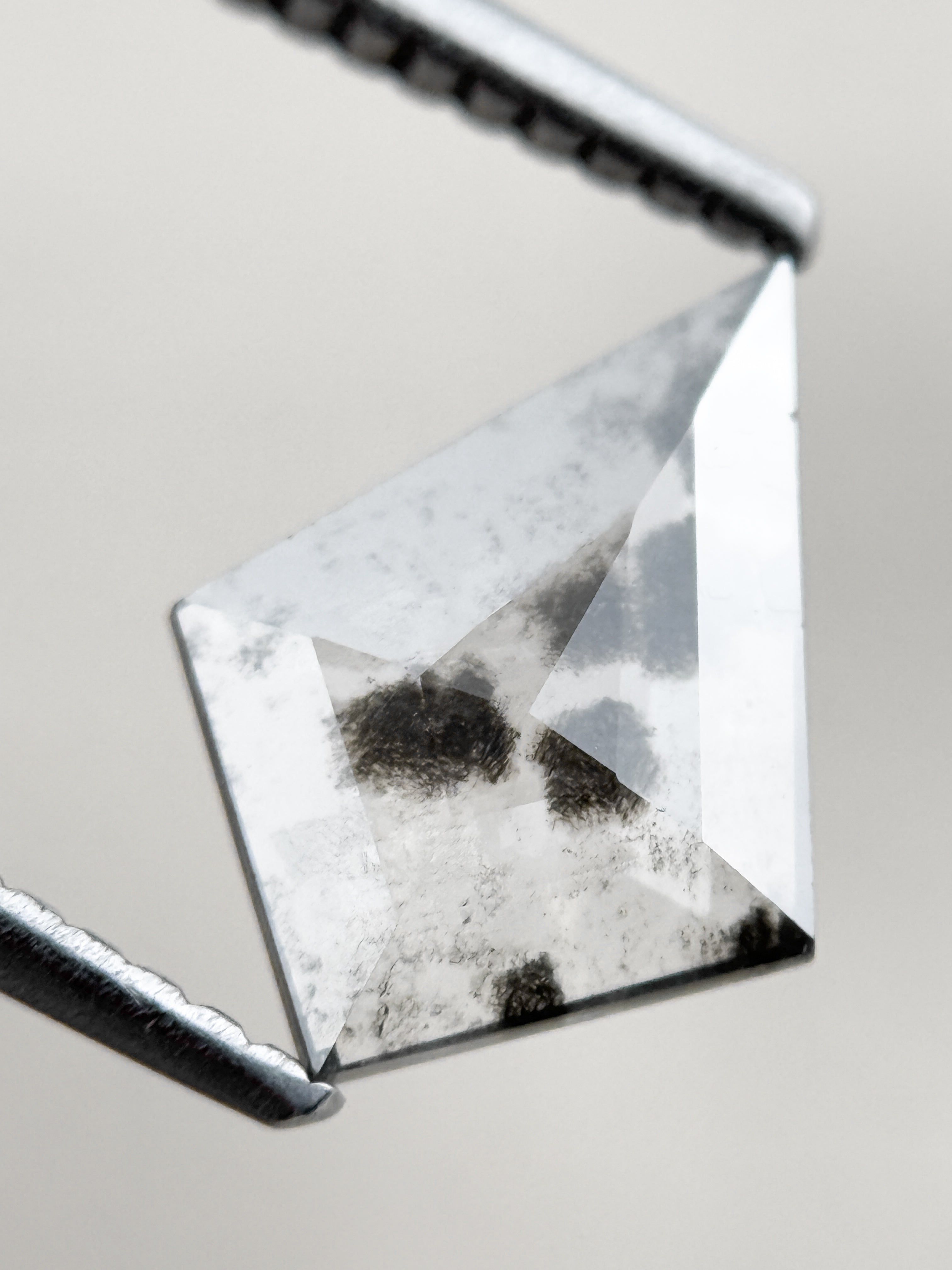 1.07 Ct Kite Rose Cut Grey Natural Salt and Pepper Diamond