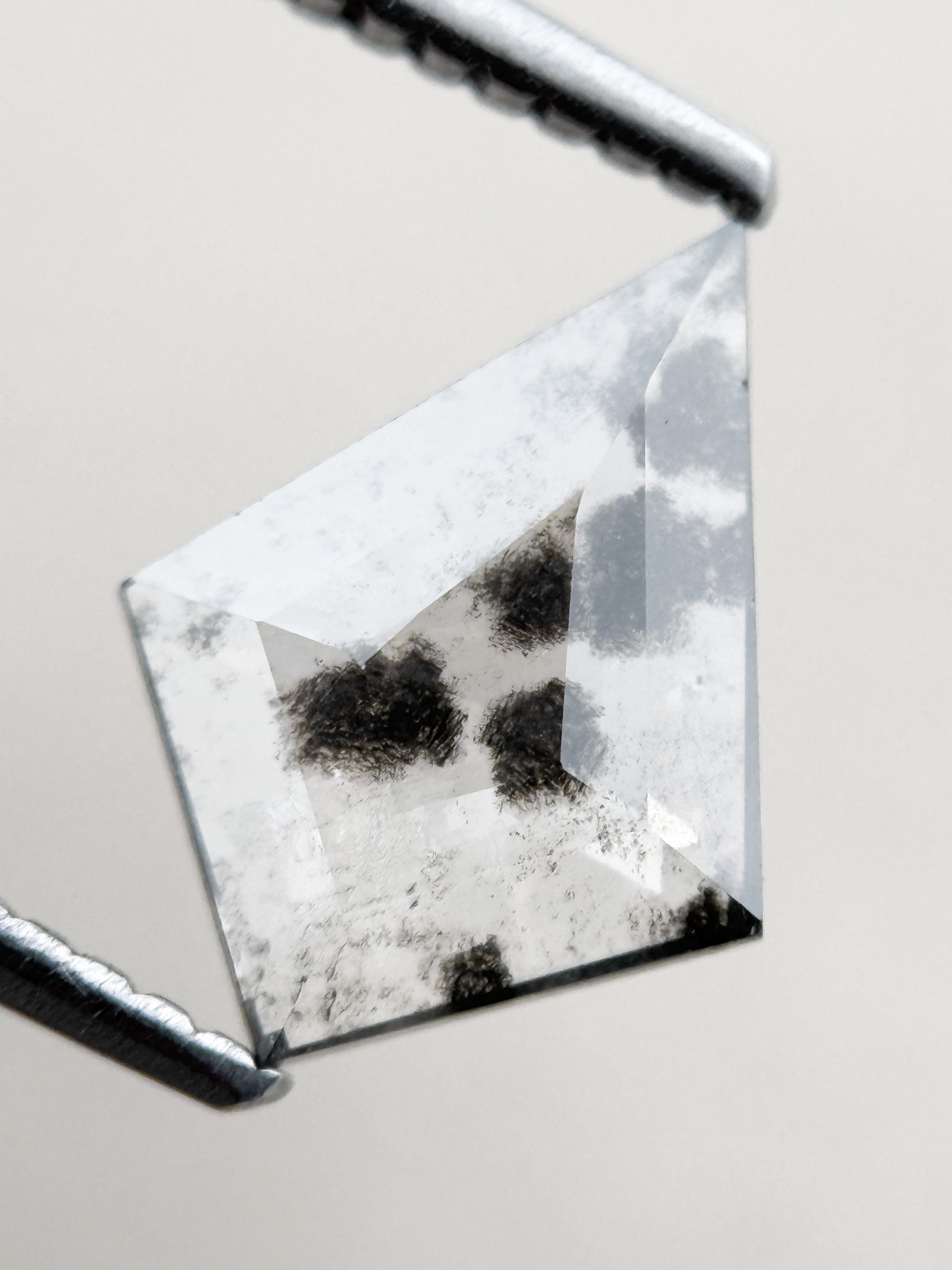 1.07 Ct Kite Rose Cut Grey Natural Salt and Pepper Diamond